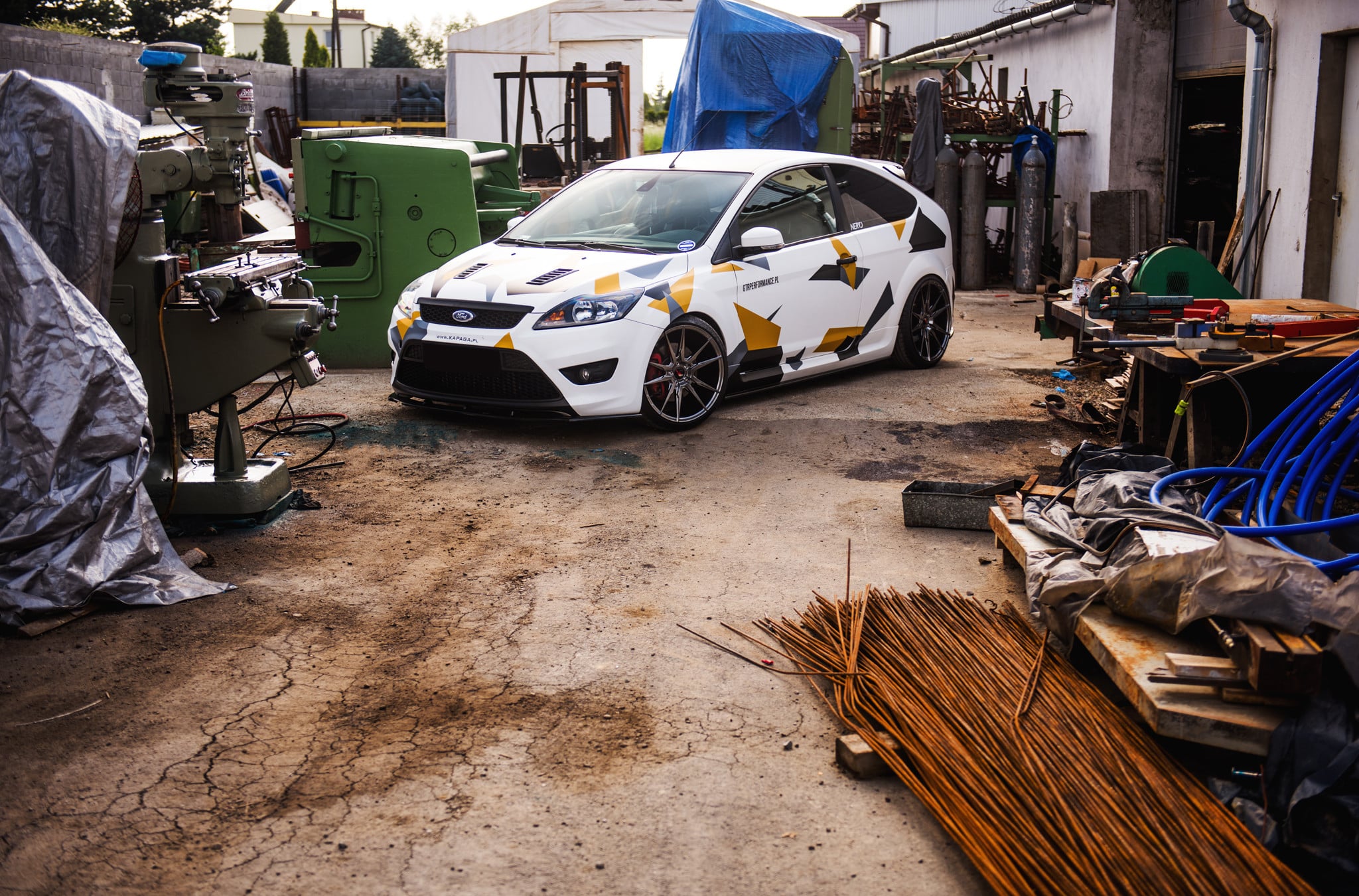 Custom Painted White Ford Focus - Photo by JR Wheels