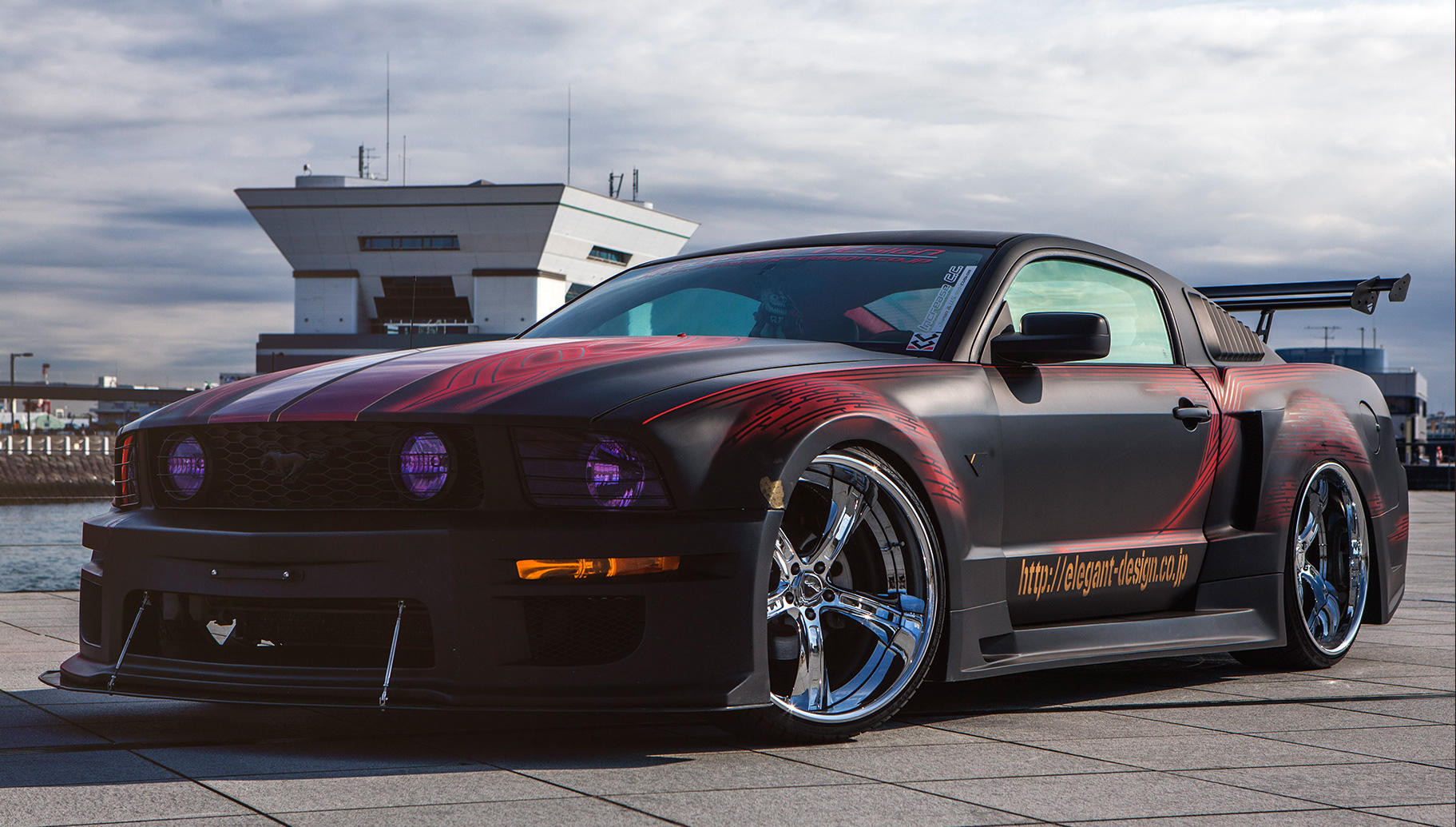 Stanced Ford Mustang with Custom Body Kit - Photo by Lexani