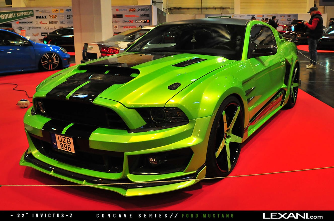 Lime Green Ford Mustang on Custom Invictus Lexani Rims - Photo by Lexani