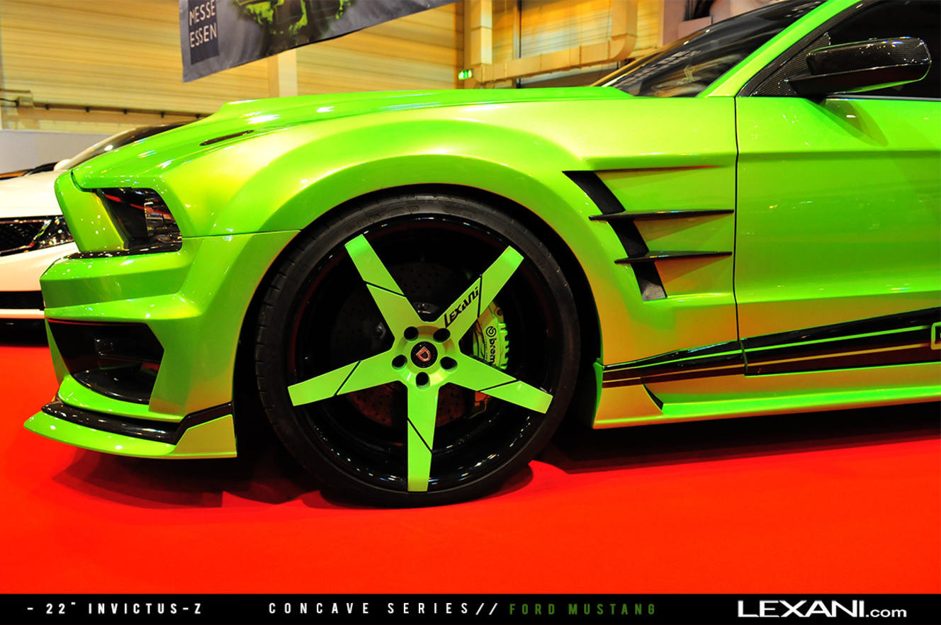 Lime Green Ford Mustang with Custom Front Bumper - Photo by Lexani