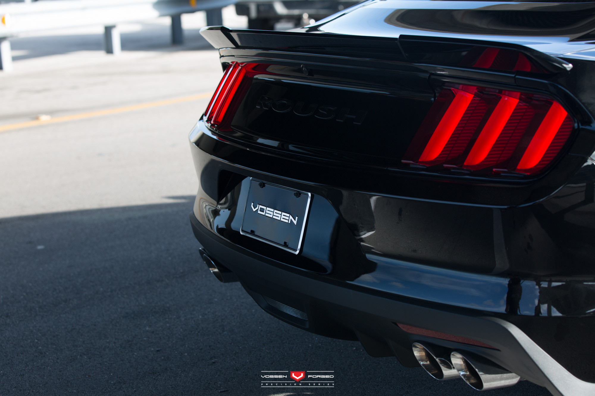 Black Ford Mustang with Aftermarket Rear Diffuser - Photo by Vossen