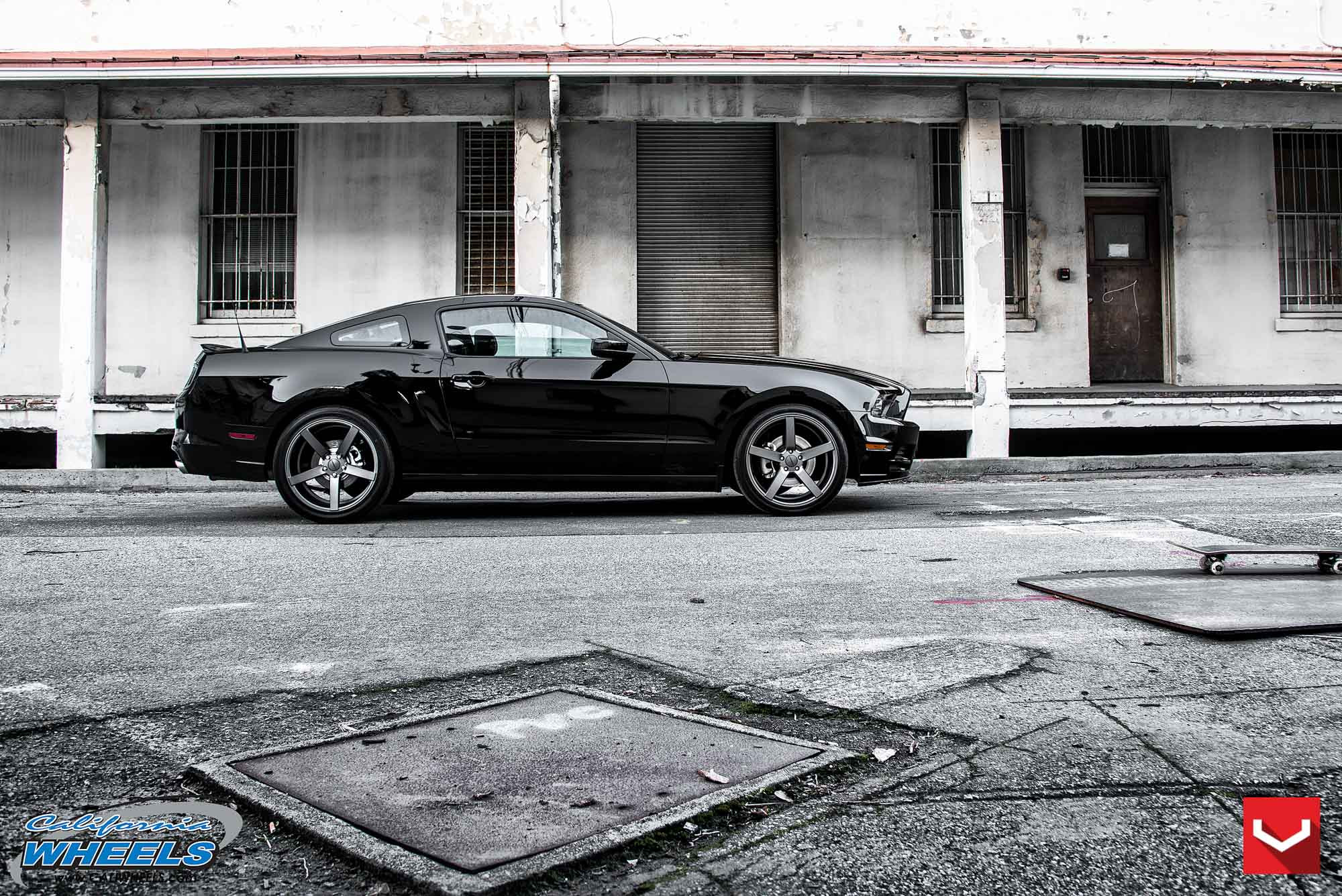 Gloss Black Ford Mustang with Vossen CV Rims - Photo by Vossen