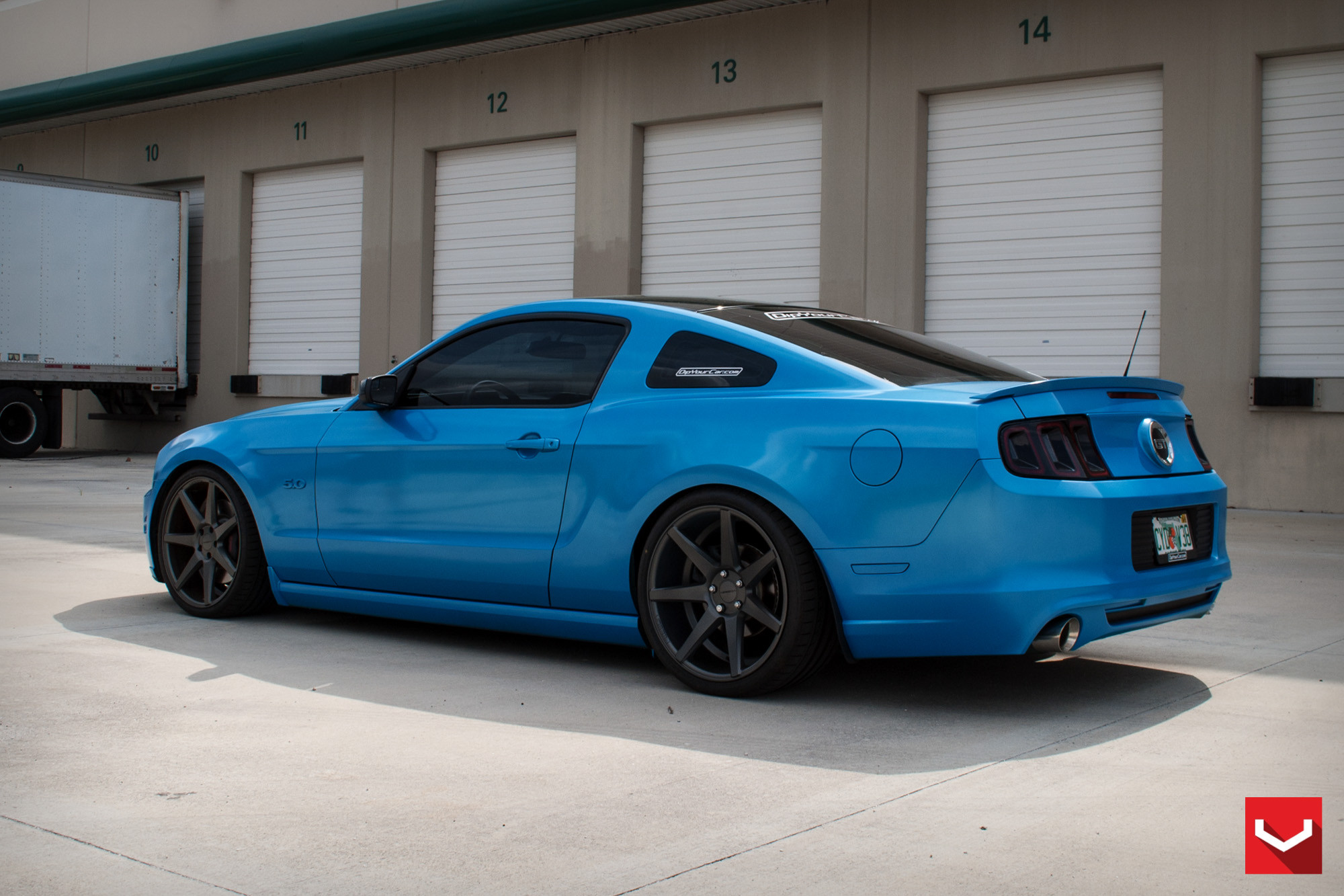 Blue Ford Mustang GT with Aftermarket Rear Lip Spoiler - Photo by Vossen