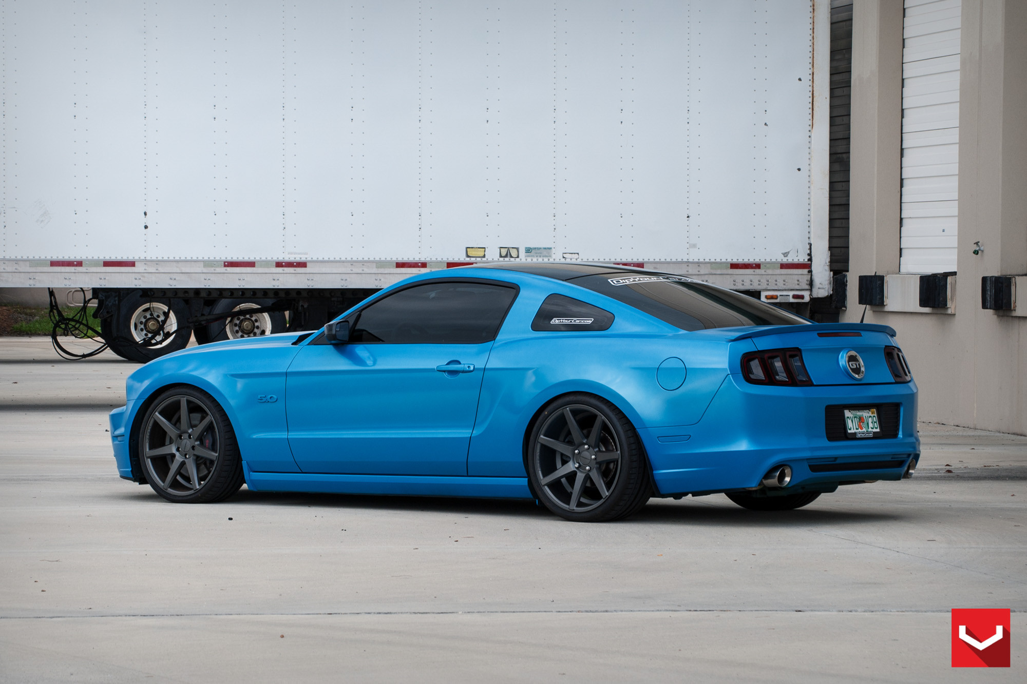 Blue Ford Mustang GT with Black Matte Vossen Rims - Photo by Vossen