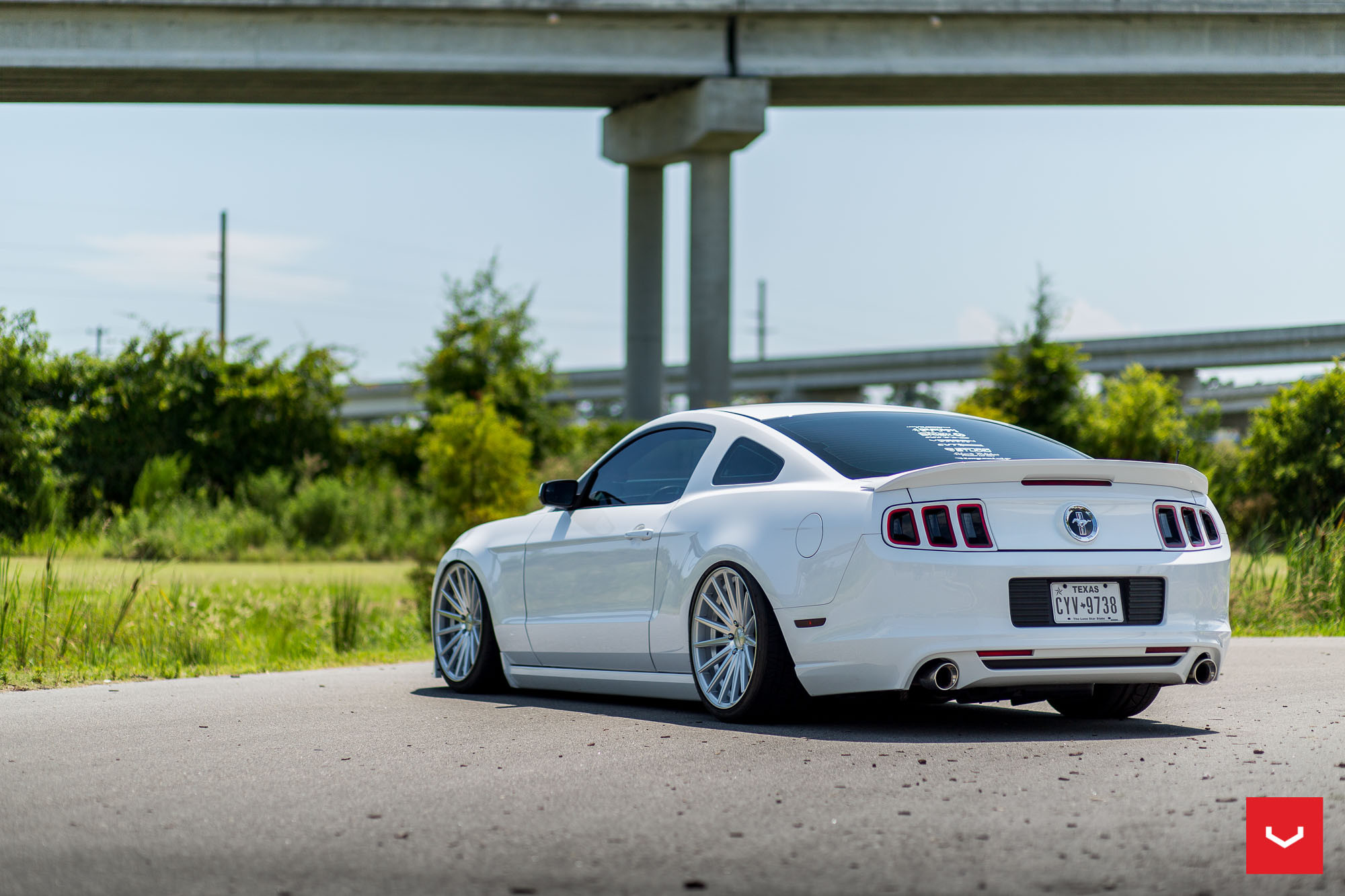 Chrome VFS Vossen Rims on White Ford Mustang - Photo by Vossen