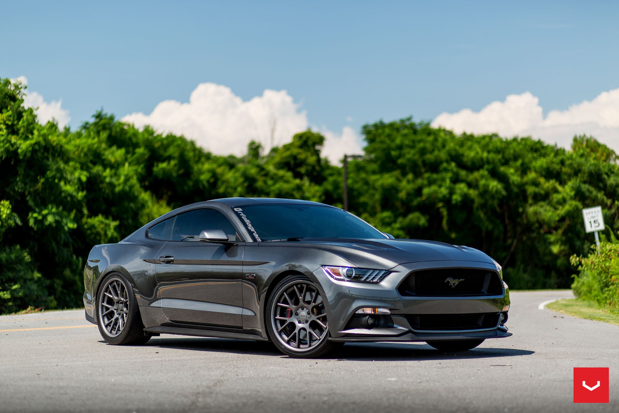 Ford Mustang Gt 5.0 with Aftermarket LED Headlights - Photo by Vossen