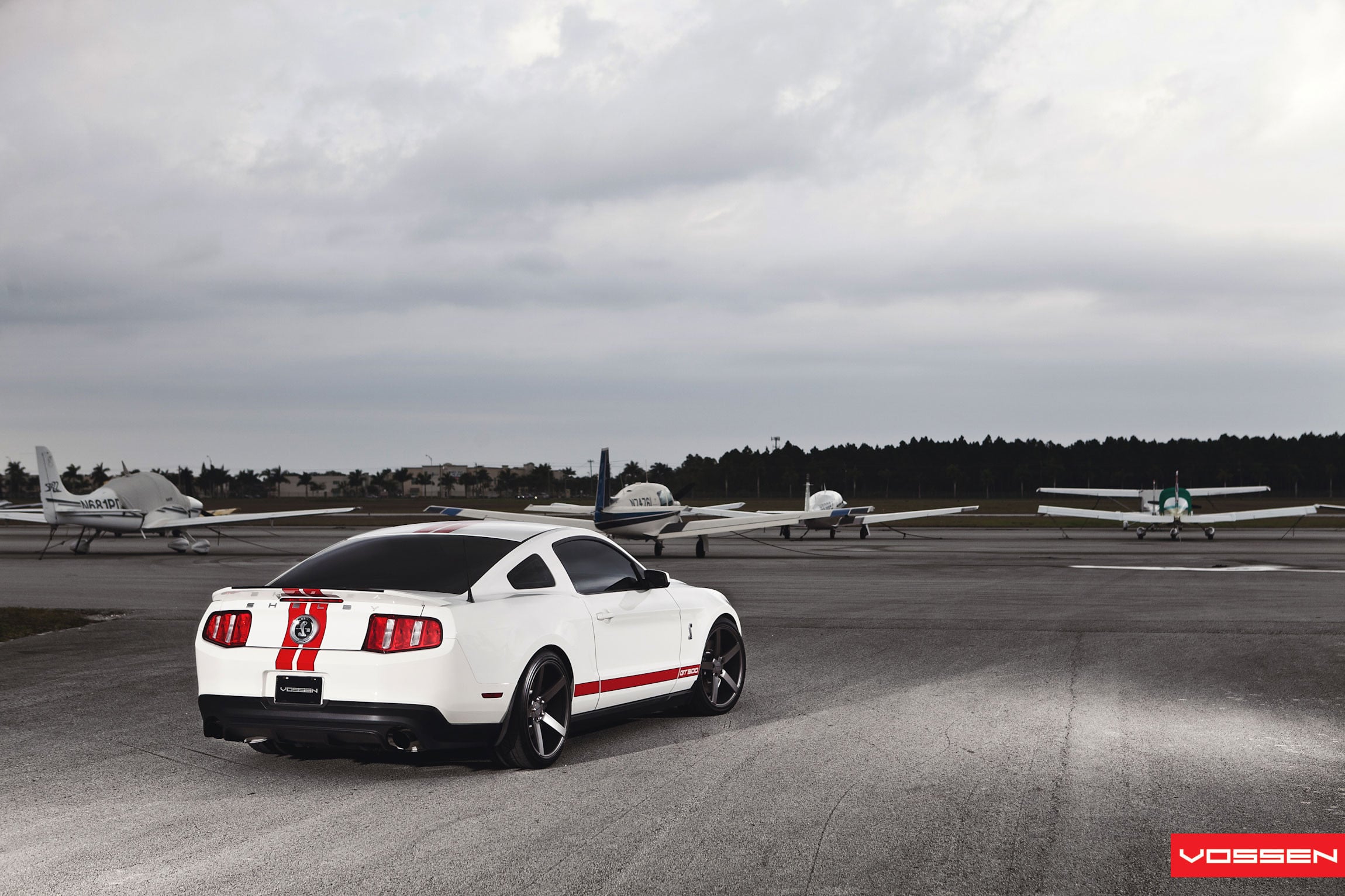 White Ford Mustang Shelby Rear Spoiler - Photo by Vossen