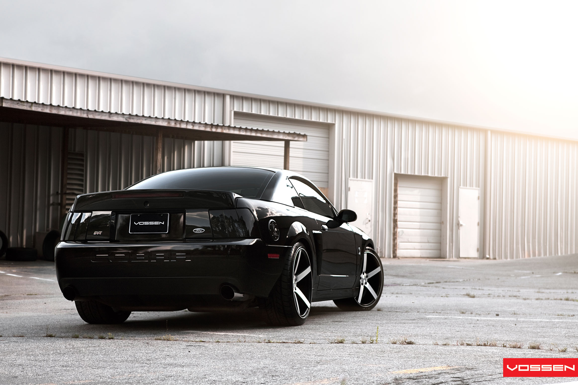 Dark Smoke Taillights on Black Ford Mustang - Photo by Vossen