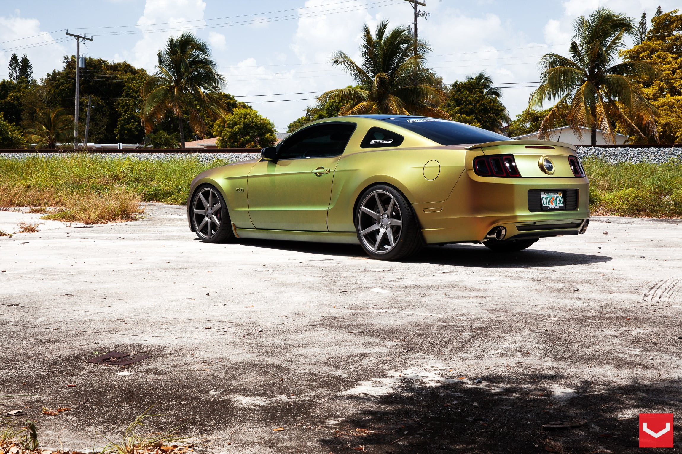 Aftermarket Red Smoke Taillights on Ford Mustang - Photo by Vossen