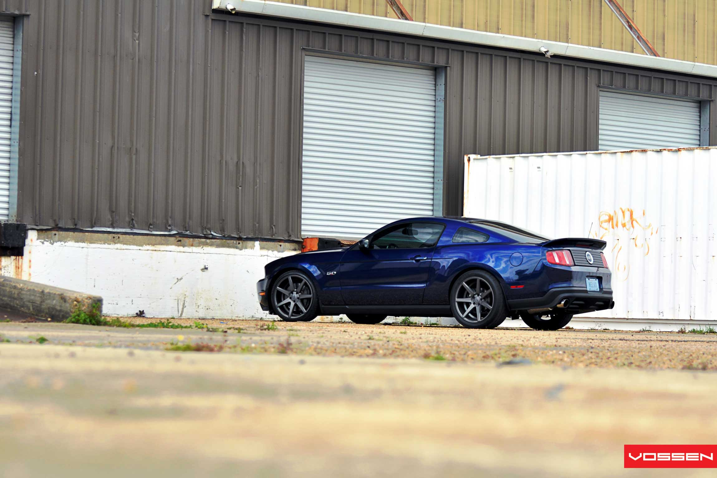 Gunmetal CV Vossen Rims on Blue Ford Mustang - Photo by Vossen