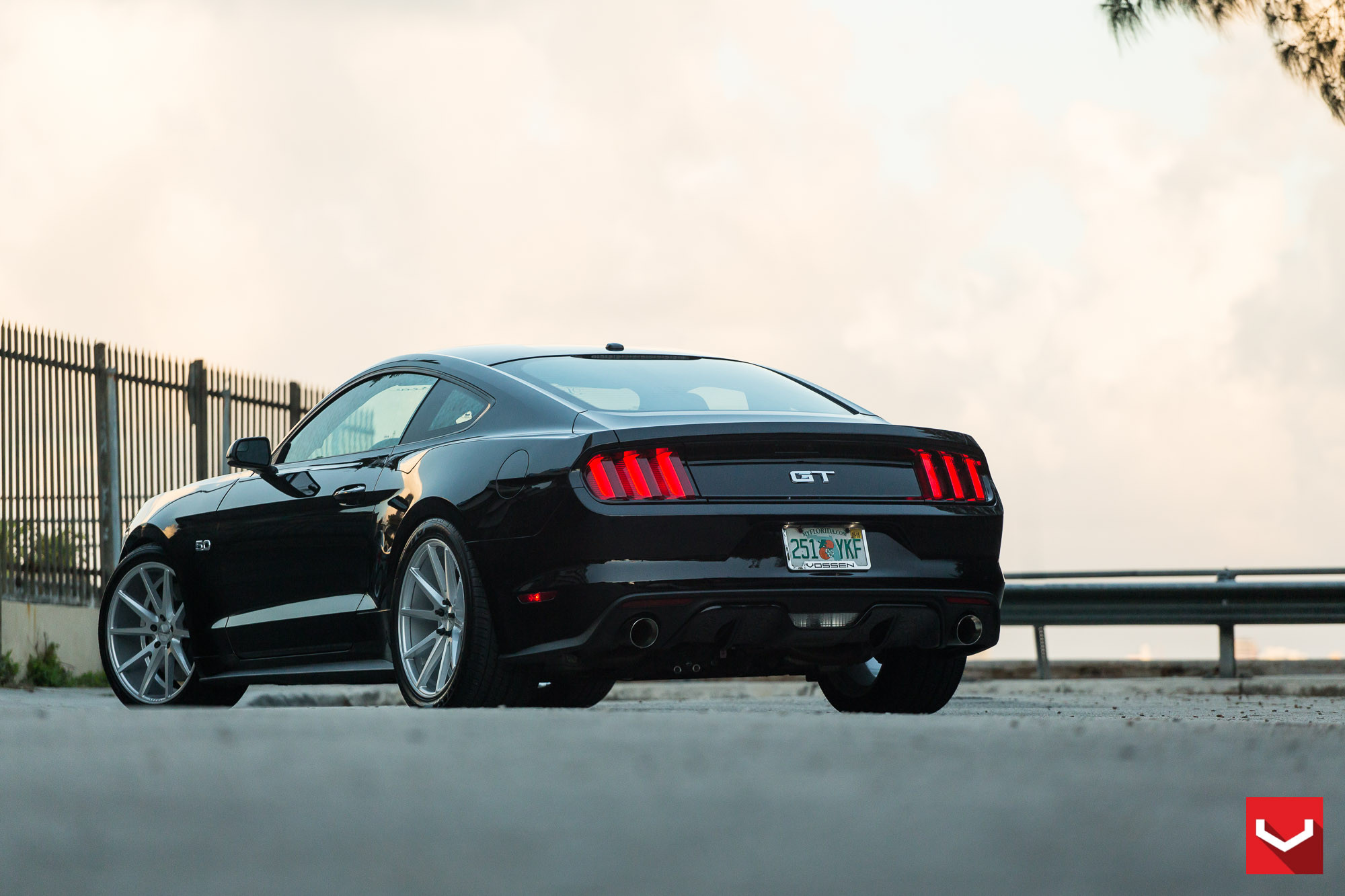 Black Ford Mustang 5.0 Rear Diffuser - Photo by Vossen