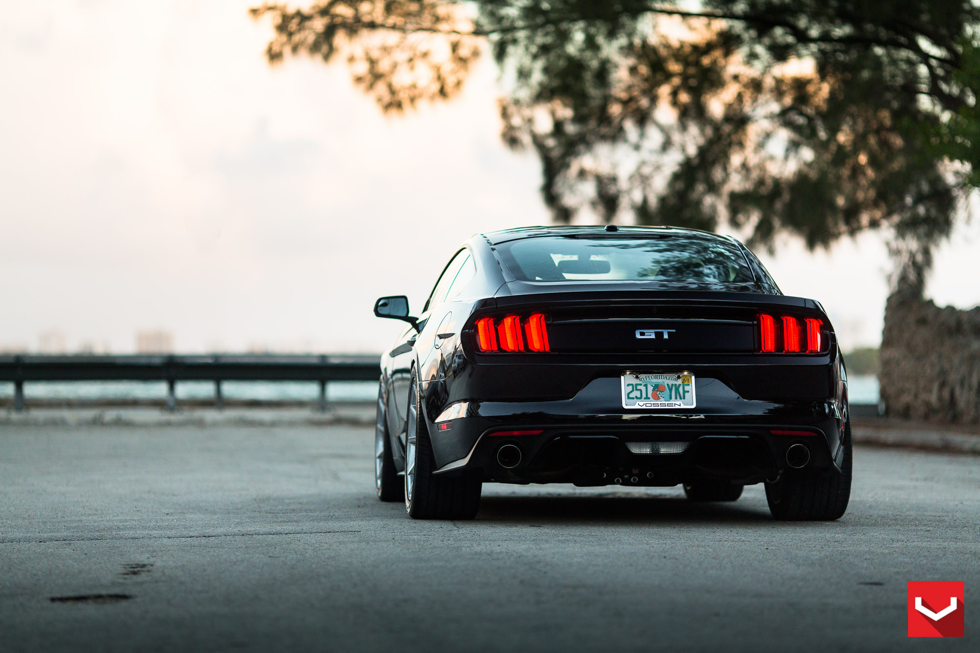 Black Ford Mustang GT with Red LED Taillights - Photo by Vossen
