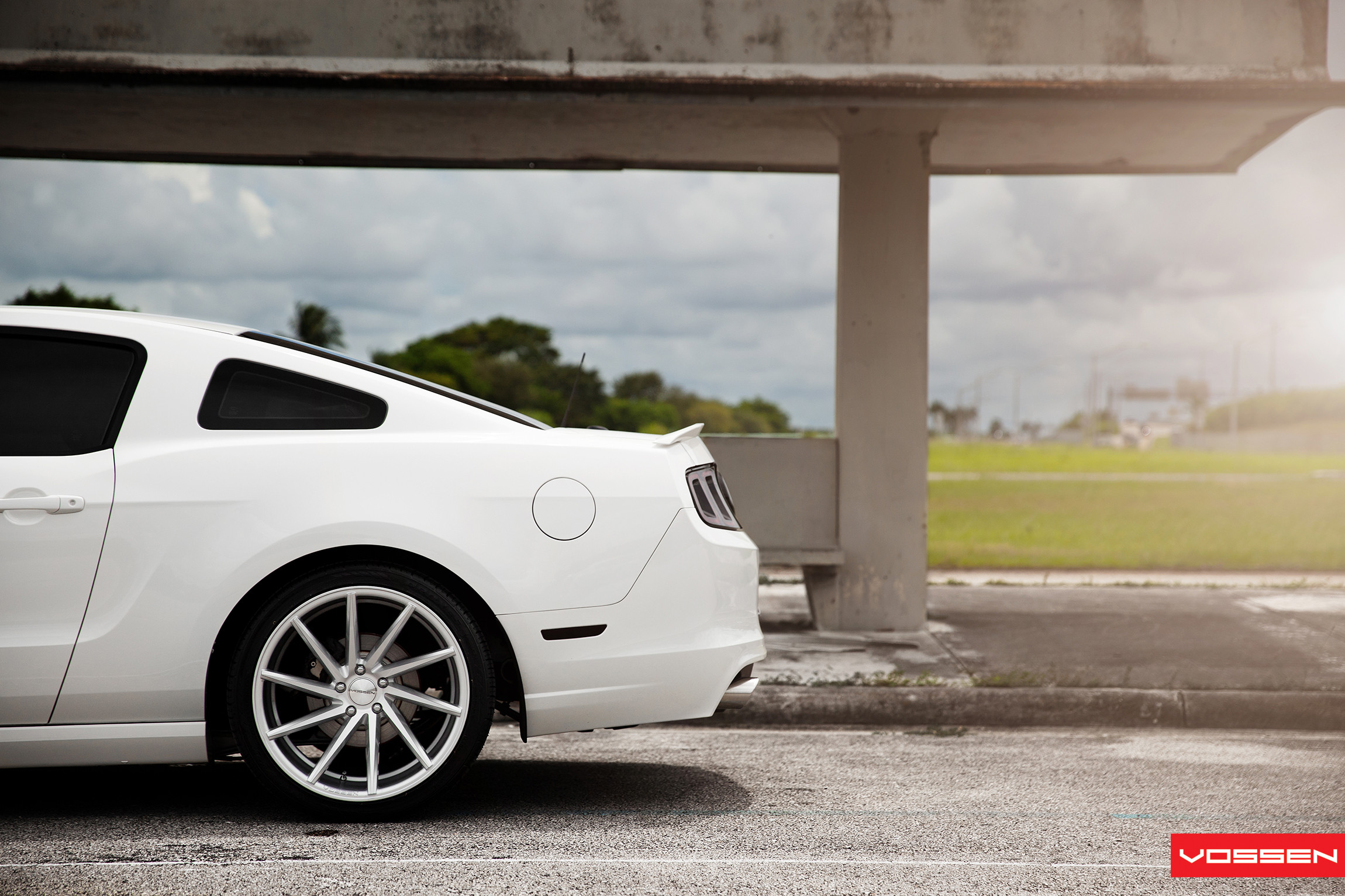 Chrome CVT Vossen Rims on White Ford Mustang - Photo by Vossen