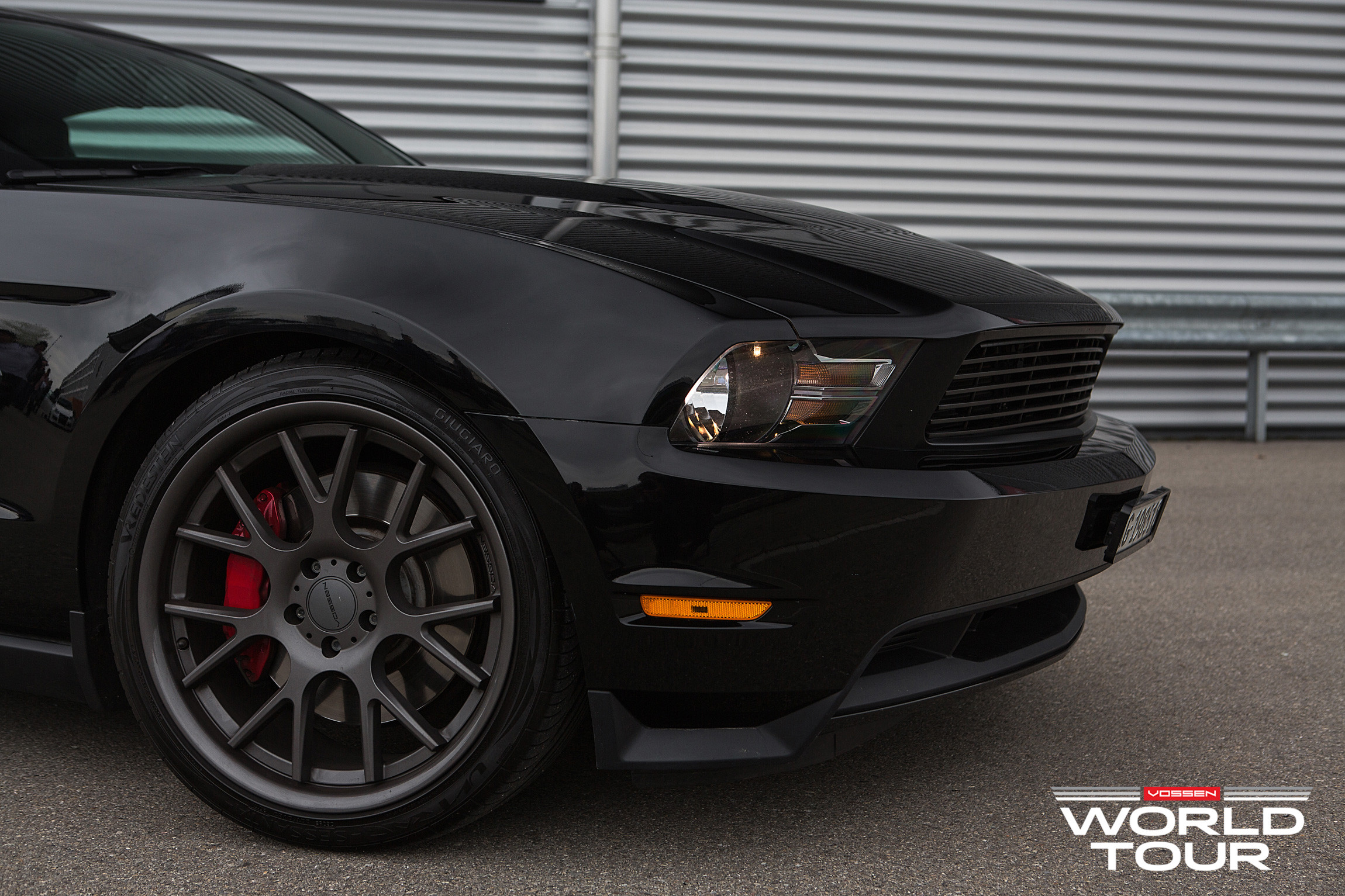 Black Ford Mustang with Dark Smoke Vossen Wheels - Photo by Vossen