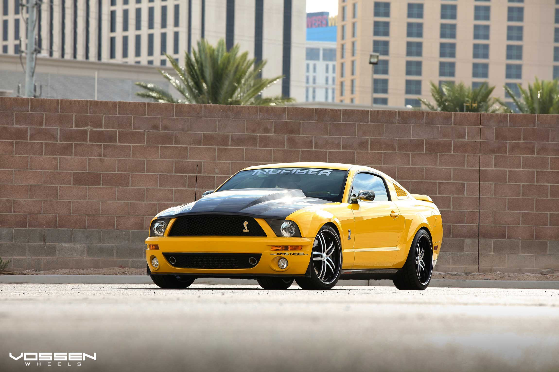 Yellow Ford Mustang with Custom Body Kit - Photo by Vossen