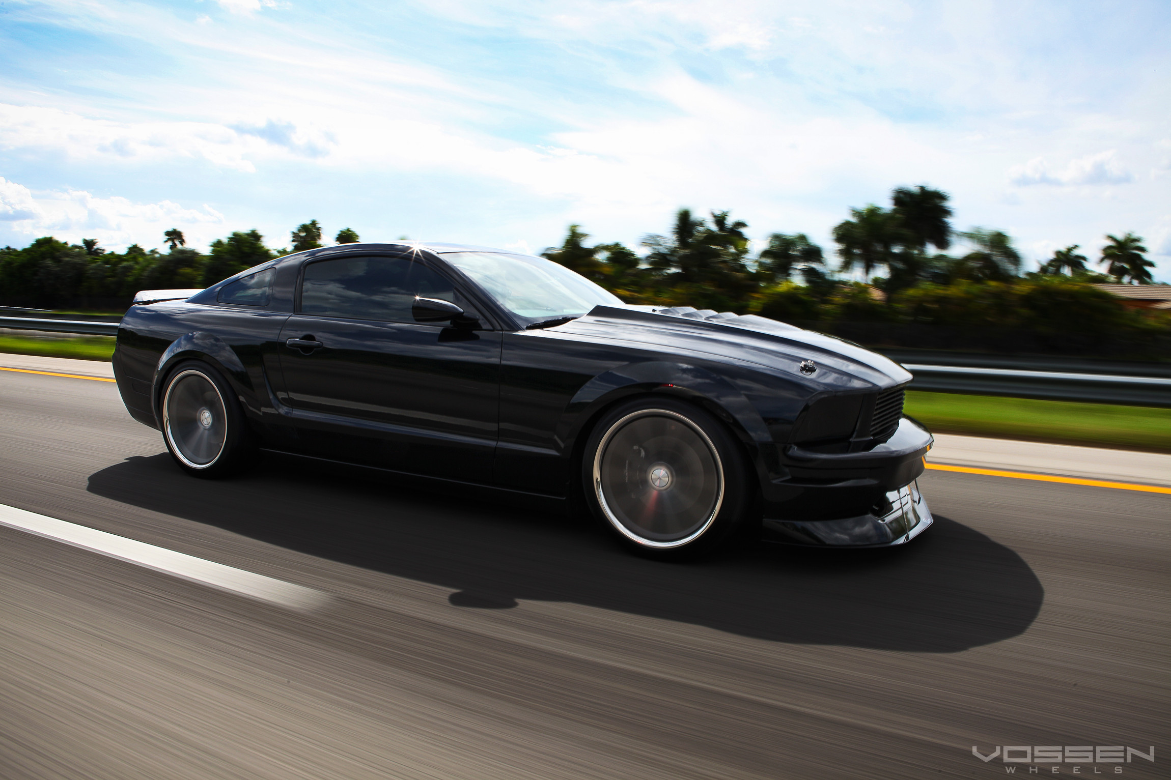 Vossen CV Wheels on Custom Black Ford Mustang - Photo by Vossen