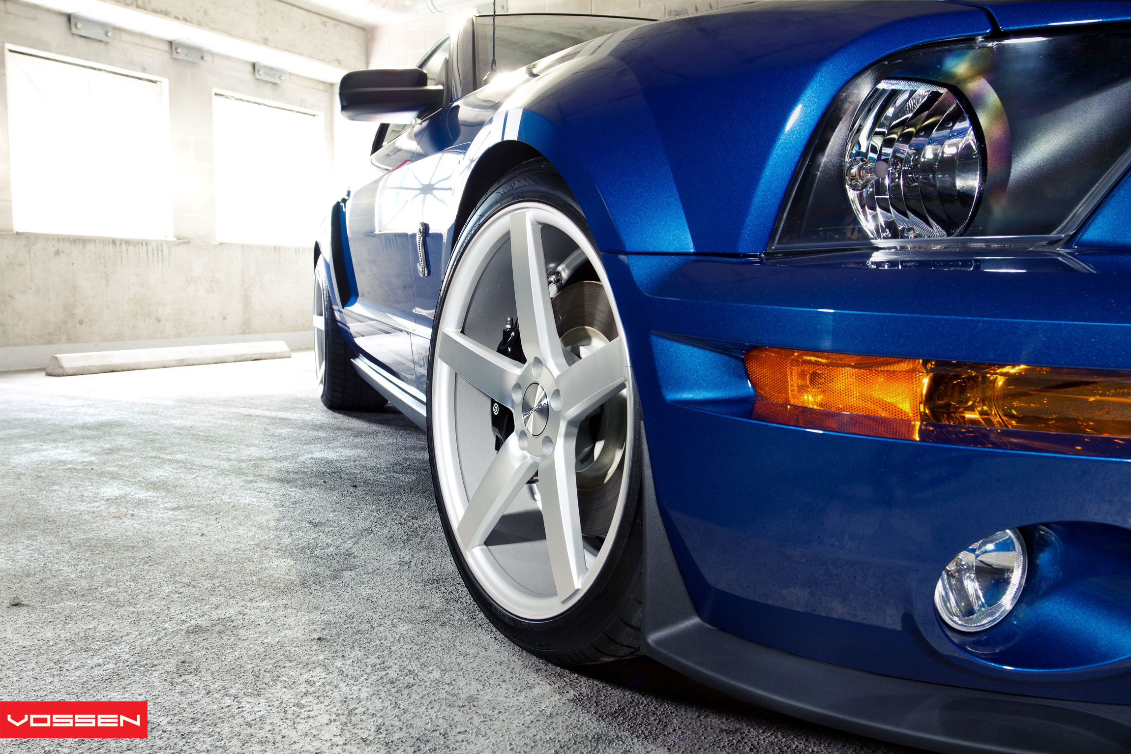 Blue Ford Mustang Shelby with CV Chrome Vossen Rims - Photo by Vossen