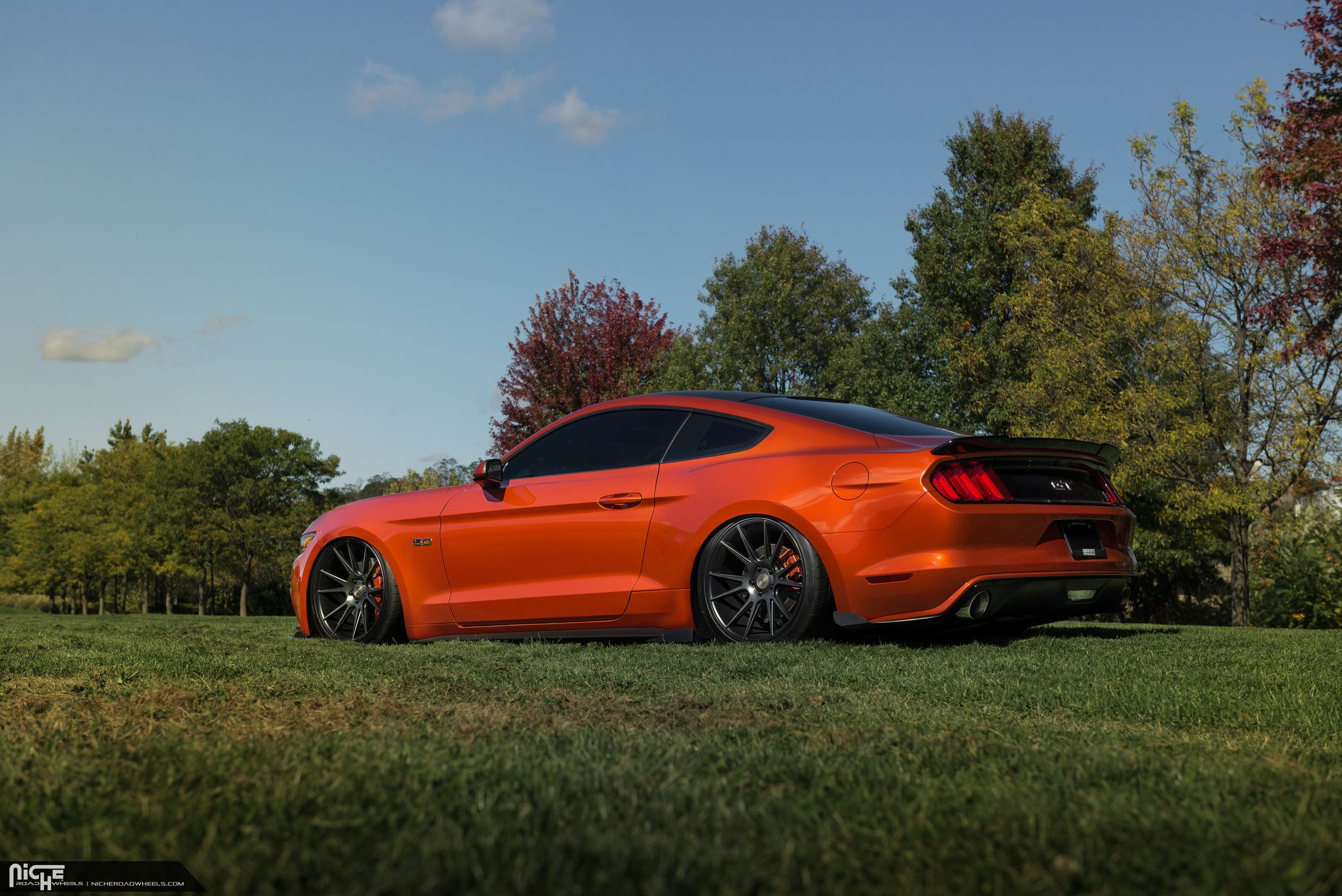 Orange Ford Mustang Rear Spoiler - Photo by Niche