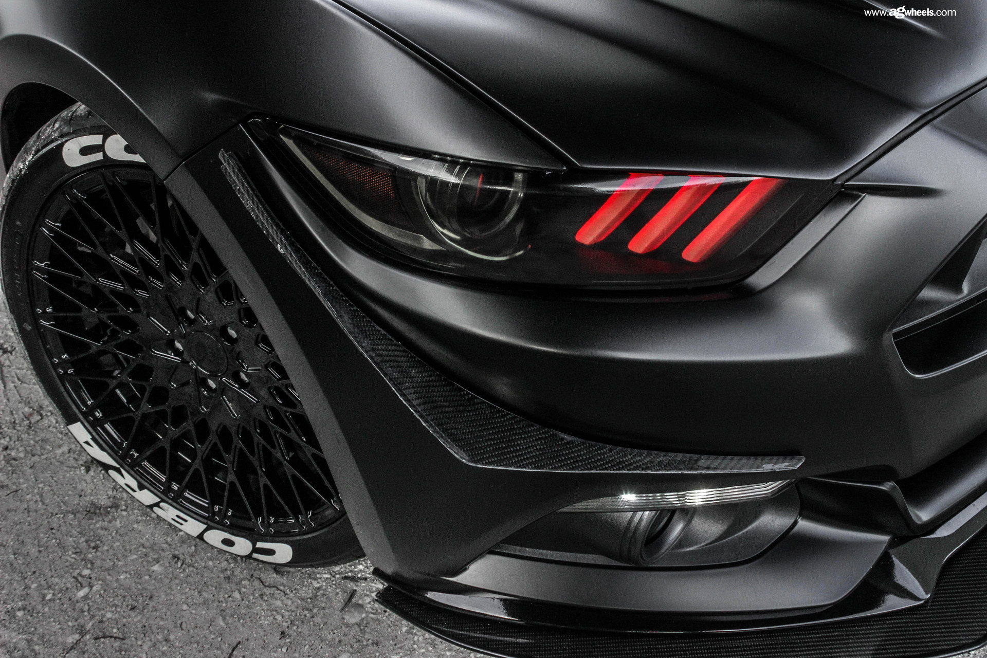 Black Ford Mustang on Cooper Cobra Tires - Photo by Avant Garde Wheels