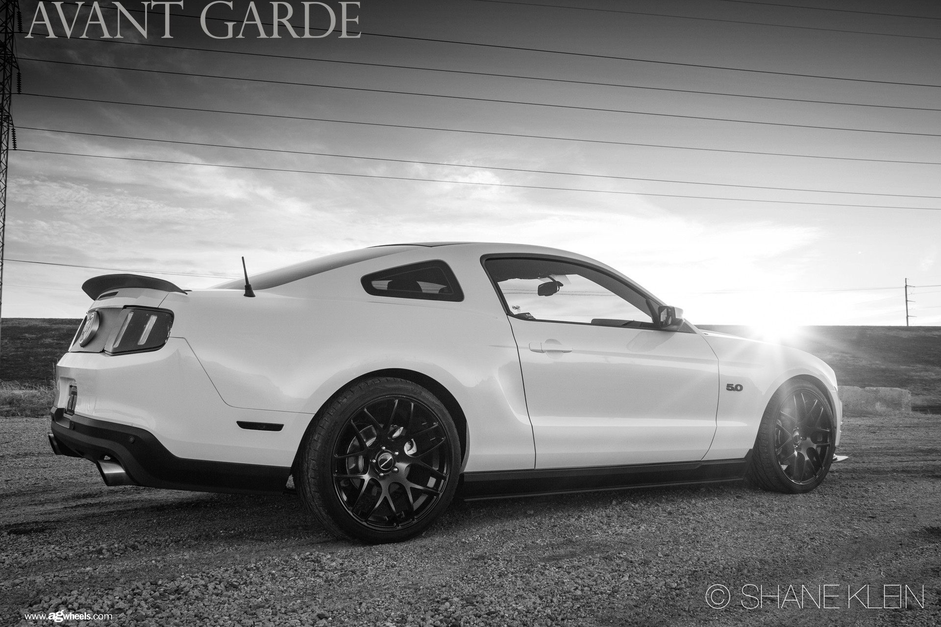 White Ford Mustang with Matte Black Avant Garde Rims - Photo by Avant Garde Wheels