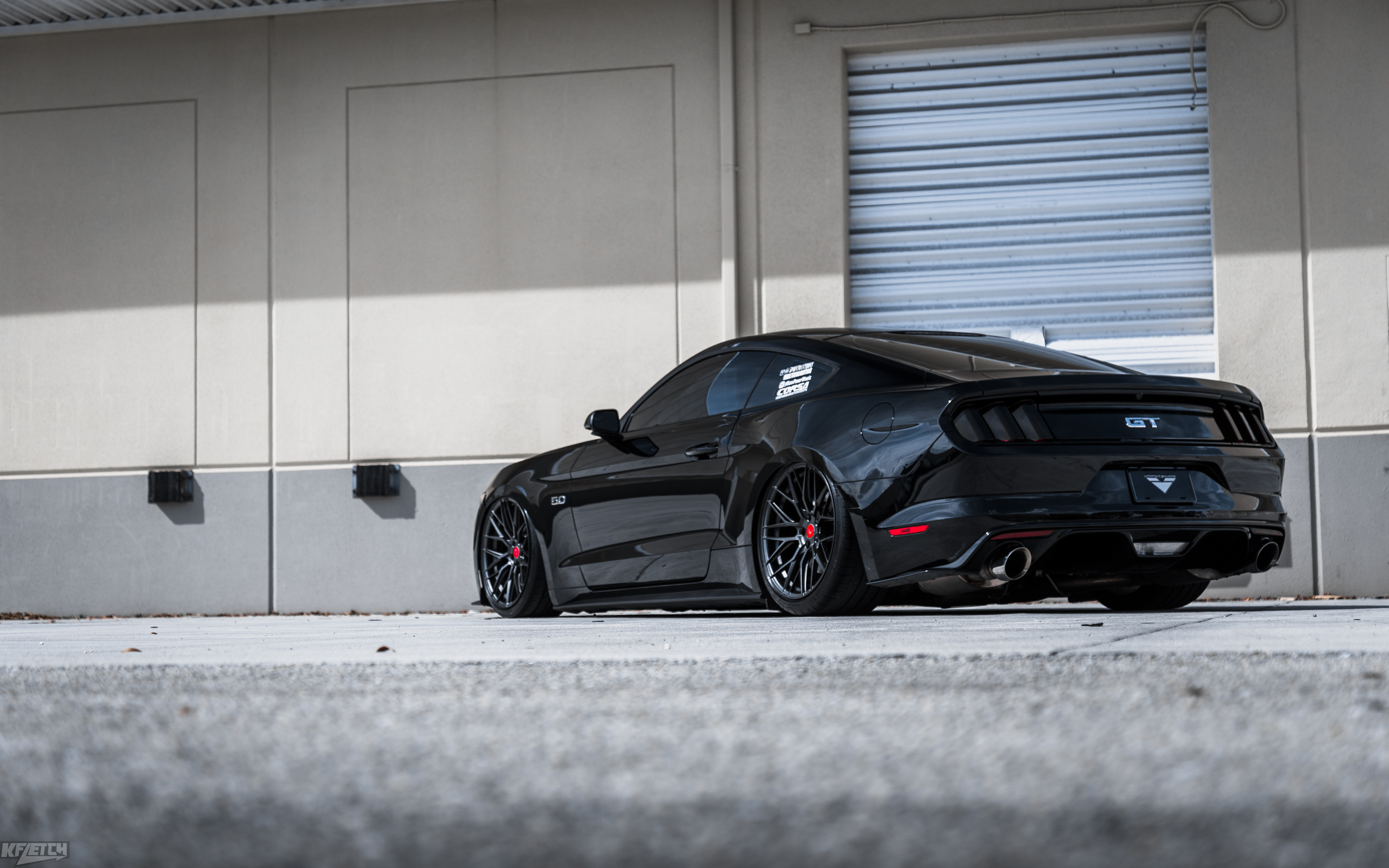 Custom Rear Diffuser on Black Ford Mustang GT - Photo by Vorstiner