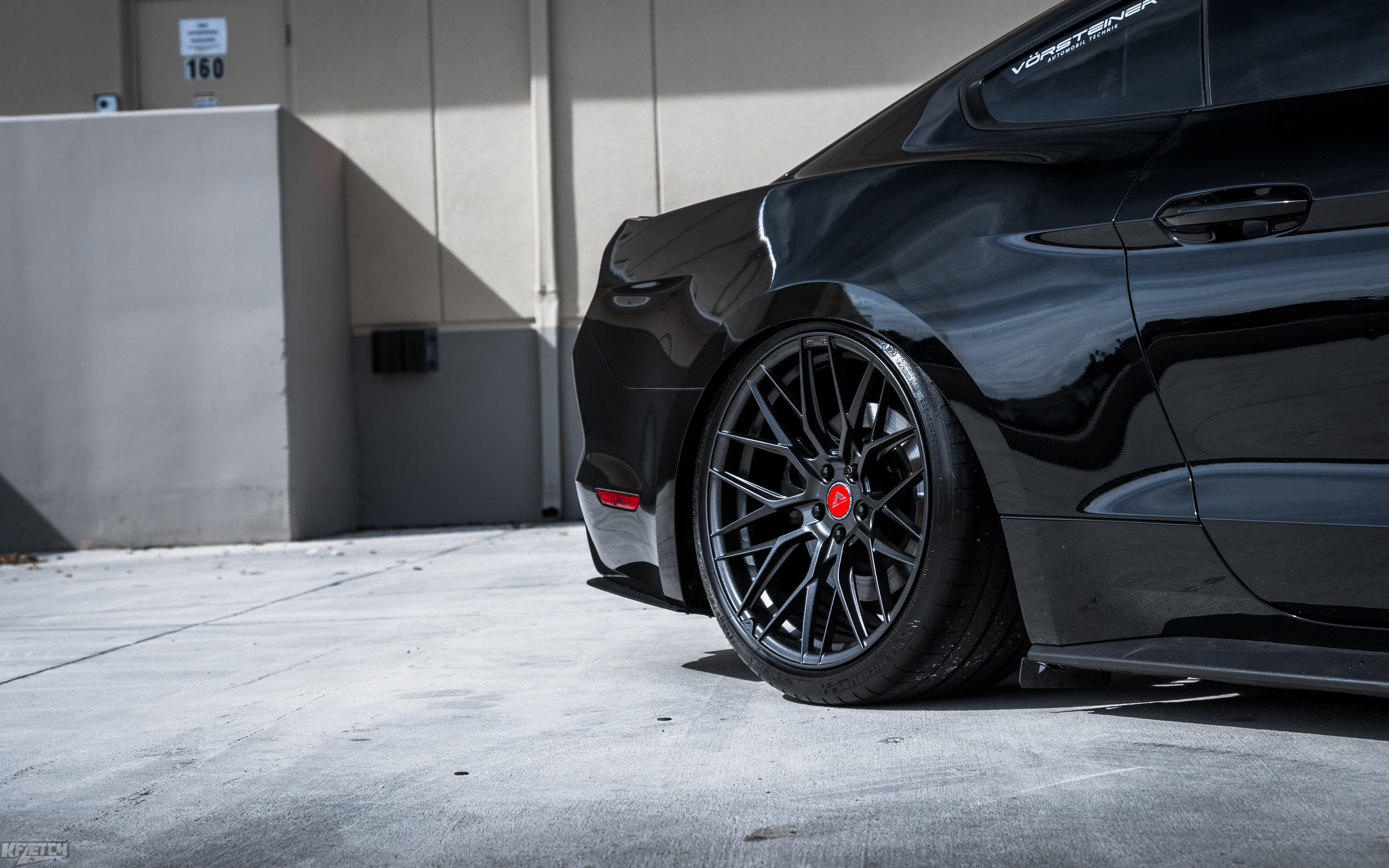 Forged Vorsteiner Wheels on Black Ford Mustang - Photo by Vorstiner