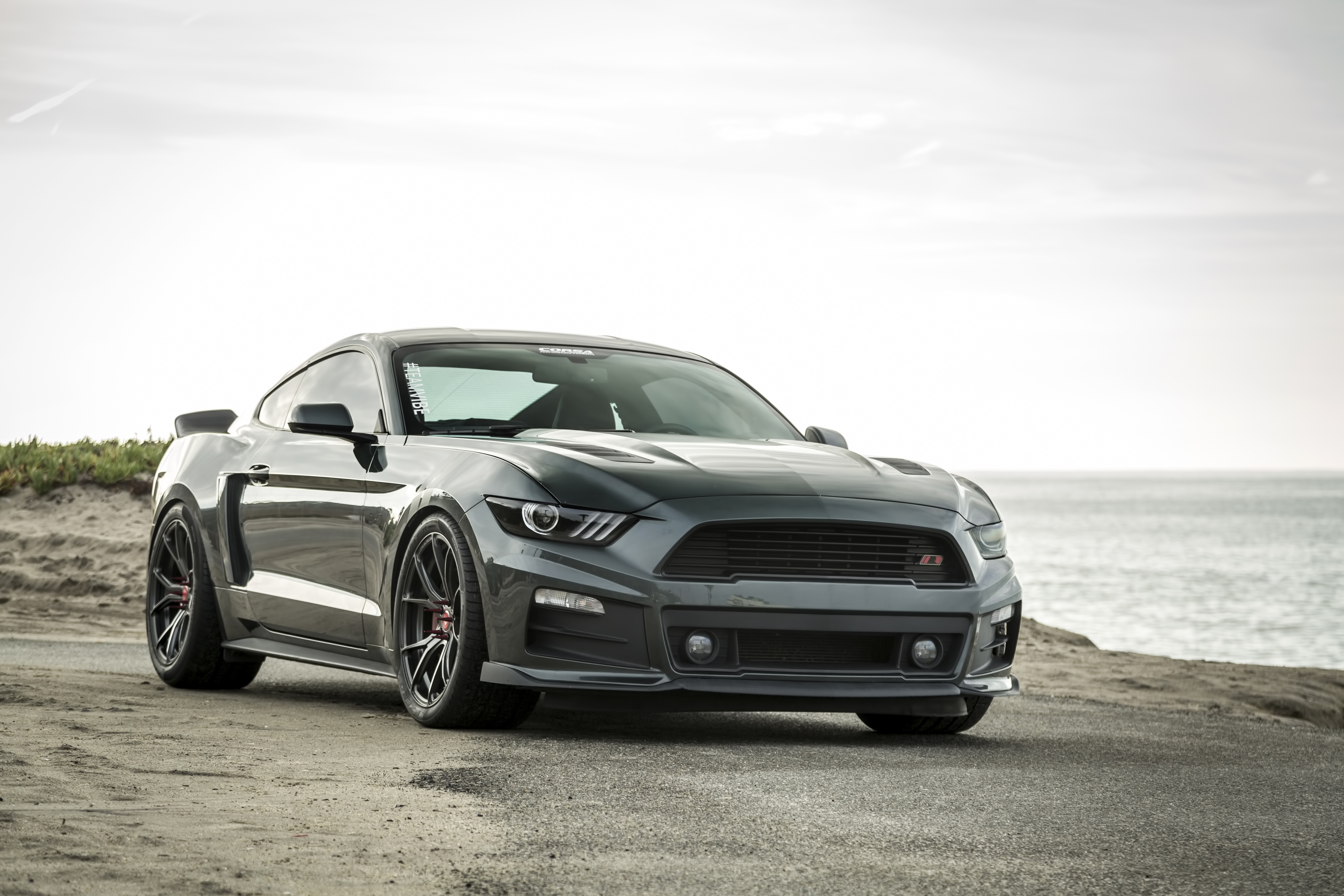 Dark Smoke Halo Headlights on Gray Ford Mustang - Photo by Vorstiner