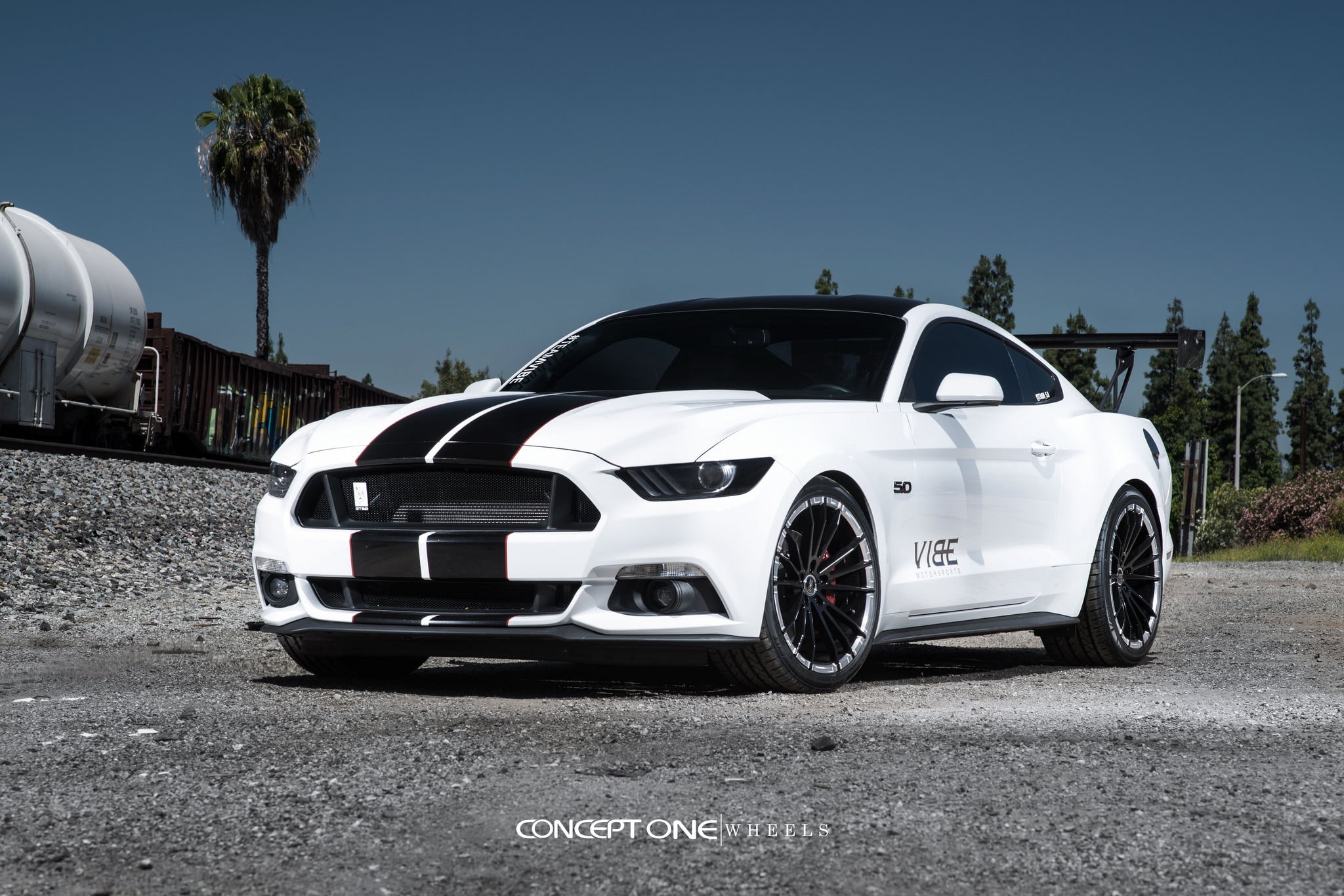 Concept One Custom Wheels on a White Mustang GT - Photo by Concept One