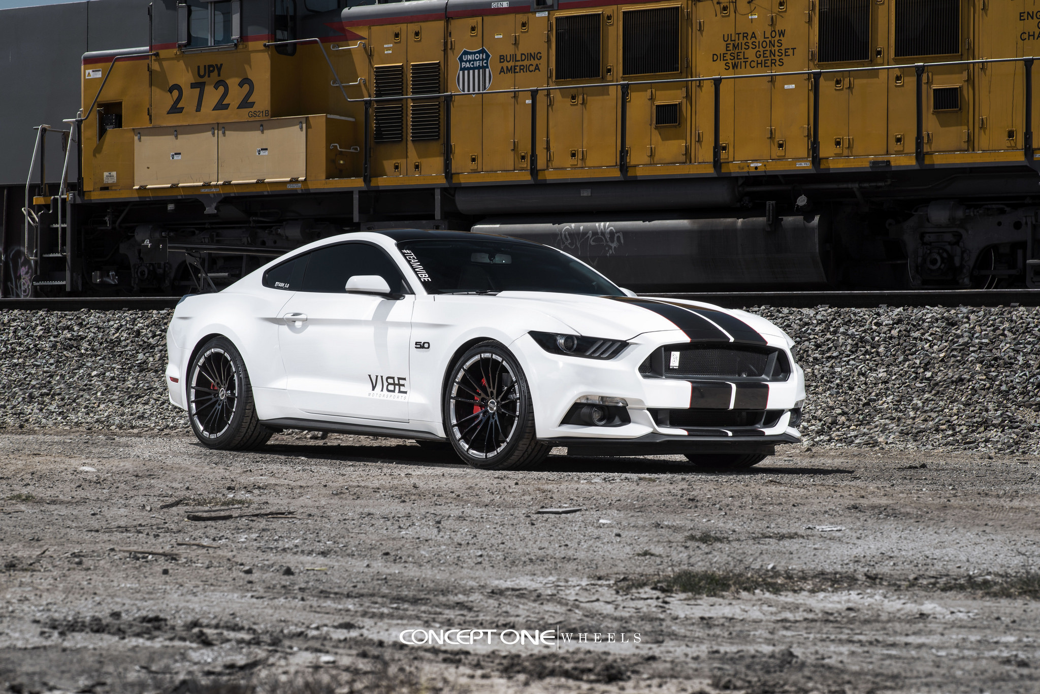 White Ford Mustang GT with Black Stripes - Photo by Concept One