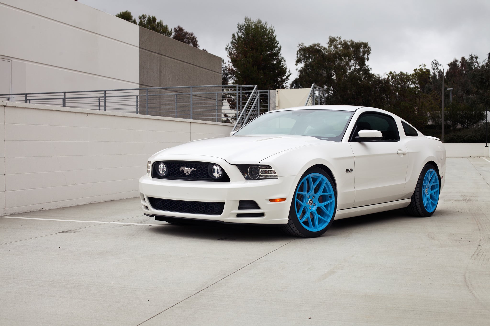 Custom White Ford Mustang 5.0 with Purple Accents - Photo by HRE Wheels