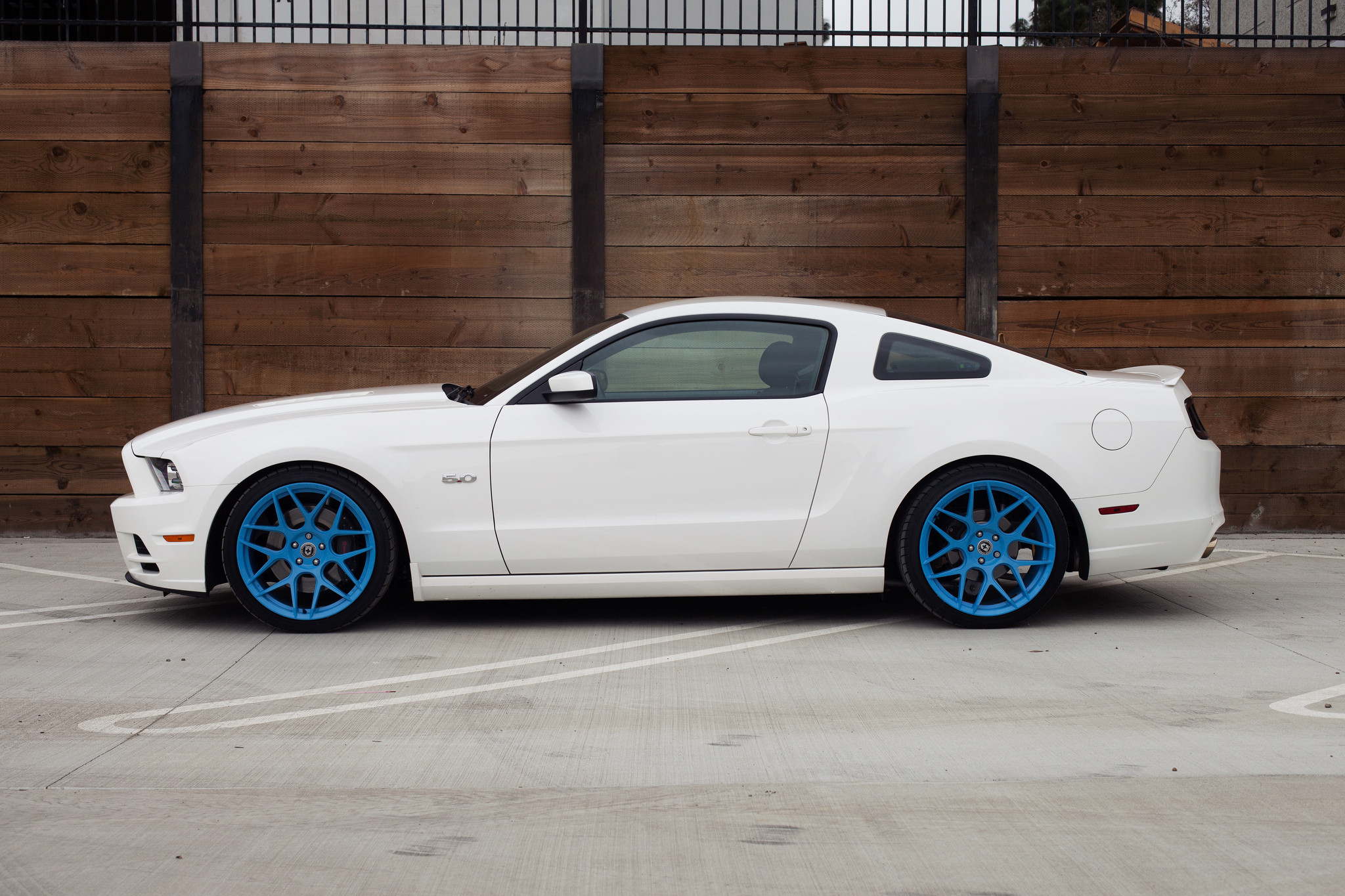 White Ford Mustang GT with Rear Lip Spoiler - Photo by HRE Wheels