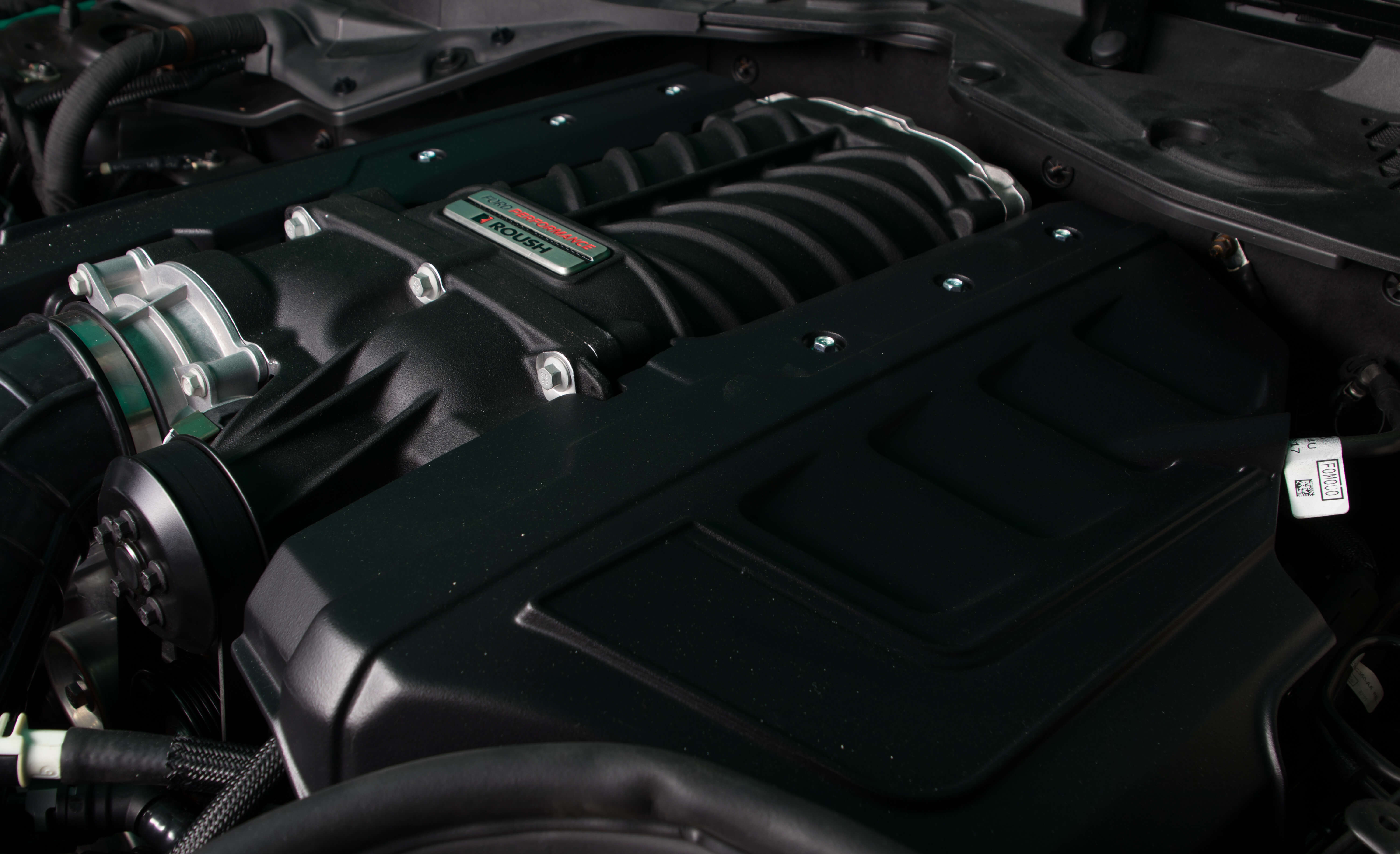 Custom Green Ford Mustang Roush Engine Components - Photo by Roush Performance