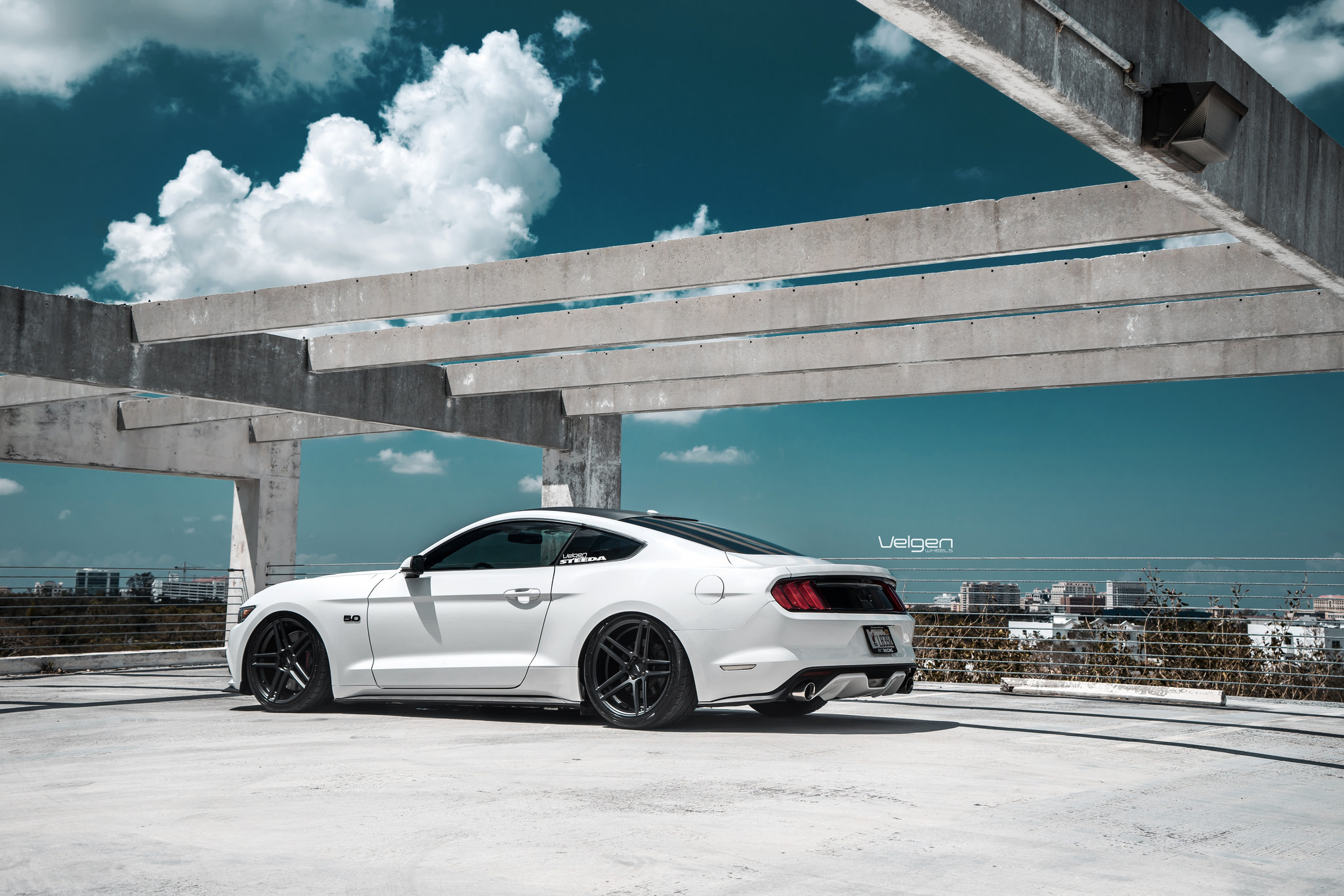 White Dodge Charger with Custom Rear Diffuser - Photo by Velgen
