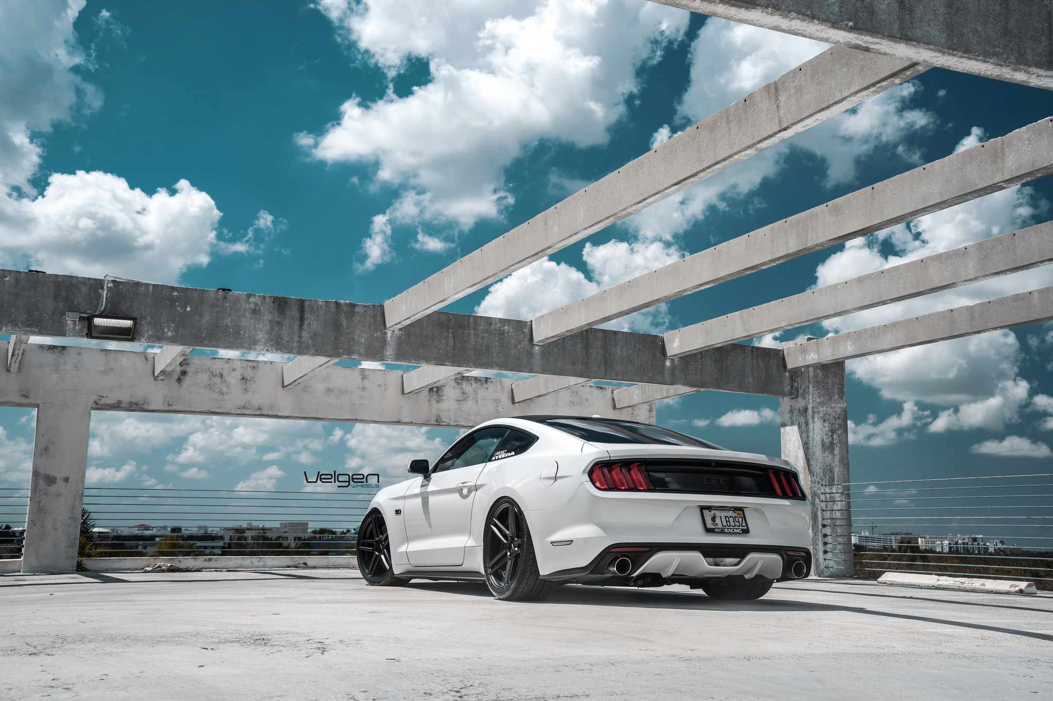 Matte Black Velgen Rims on White Ford Mustang - Photo by Velgen