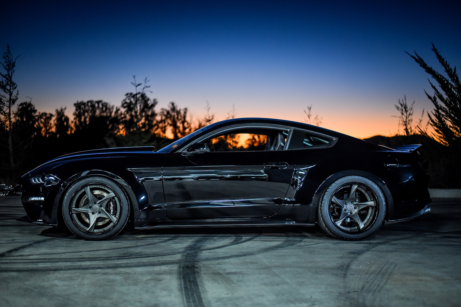 Custom Black Ford Mustang Side Skirts - Photo by Forgiato
