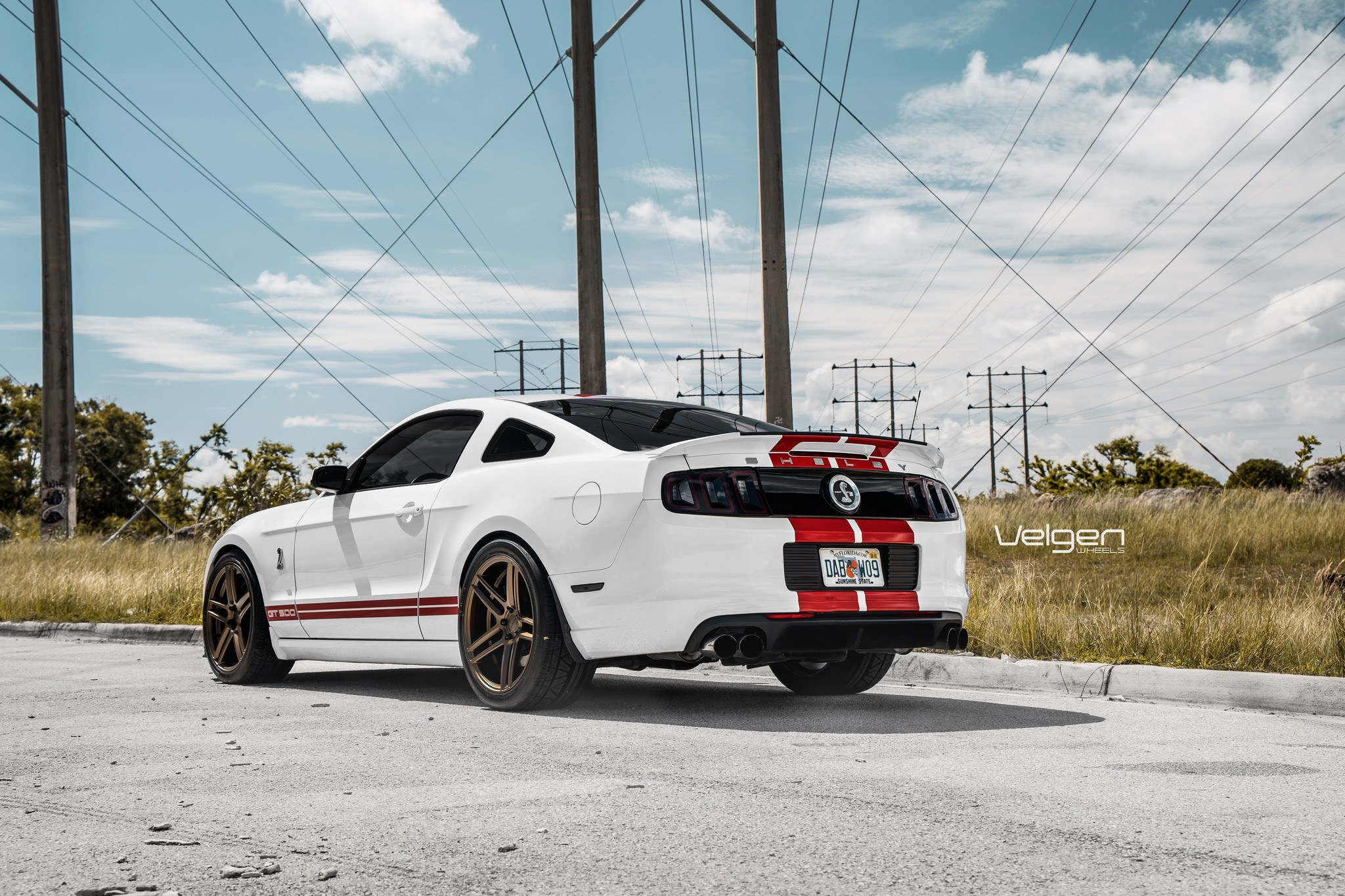 White Ford Mustang Shelby with Rear Lip Spoiler - Photo by Velgen