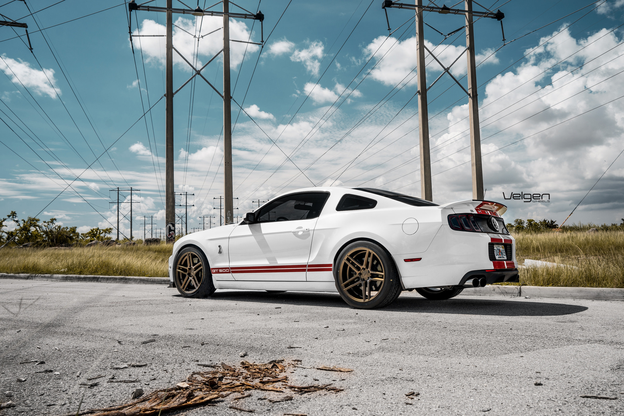 White Ford Mustang with Aftermarket Rear Diffuser - Photo by Velgen