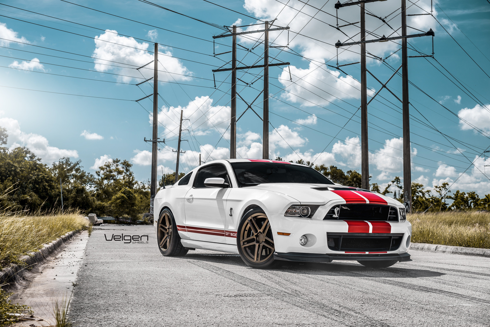 White Ford Mustang Shelby with Bronze Velgen Wheels - Photo by Velgen