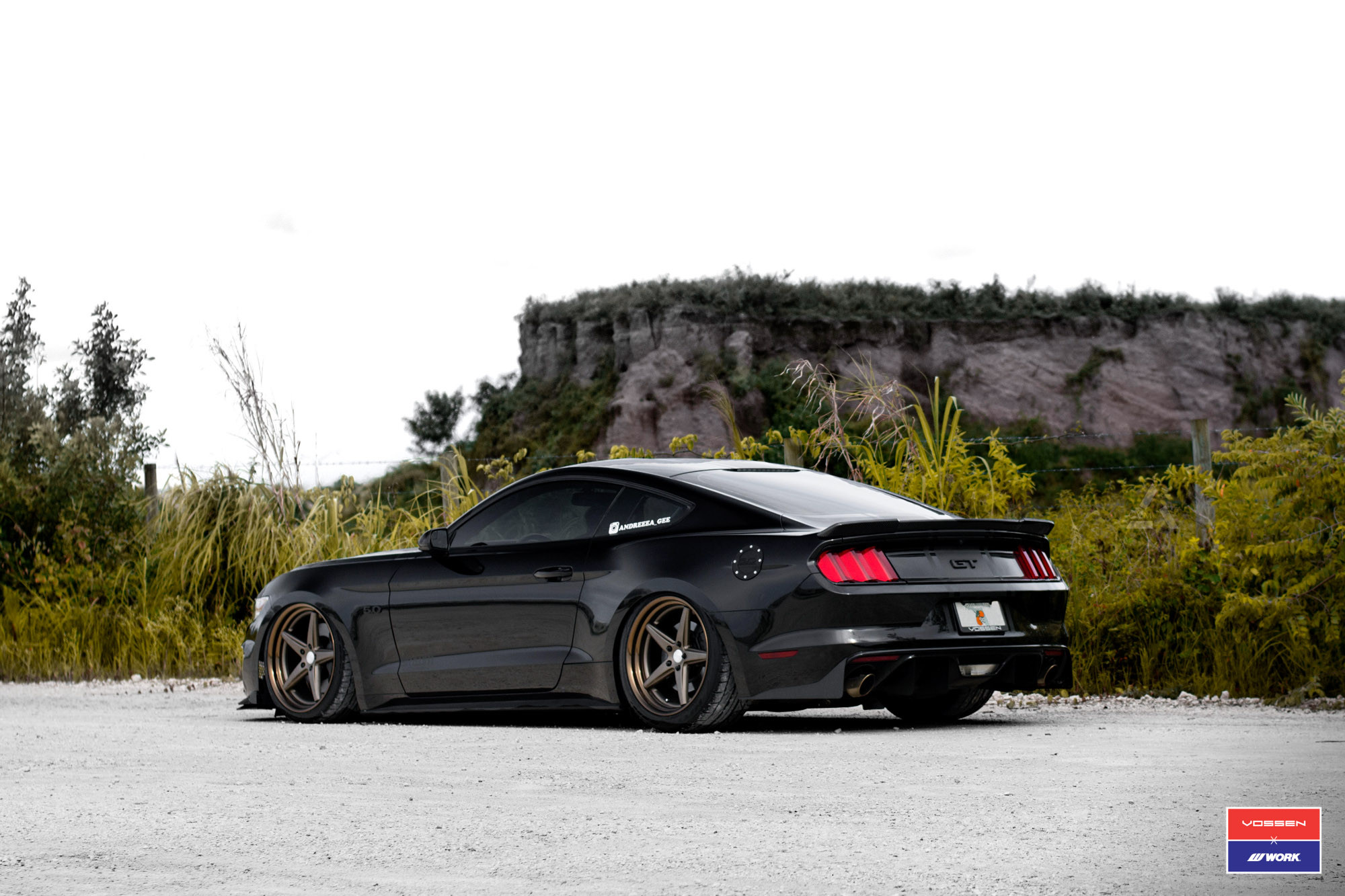 Aftermarket Rear Lip Spoiler on Black Ford Mustang GT - Photo by Vossen