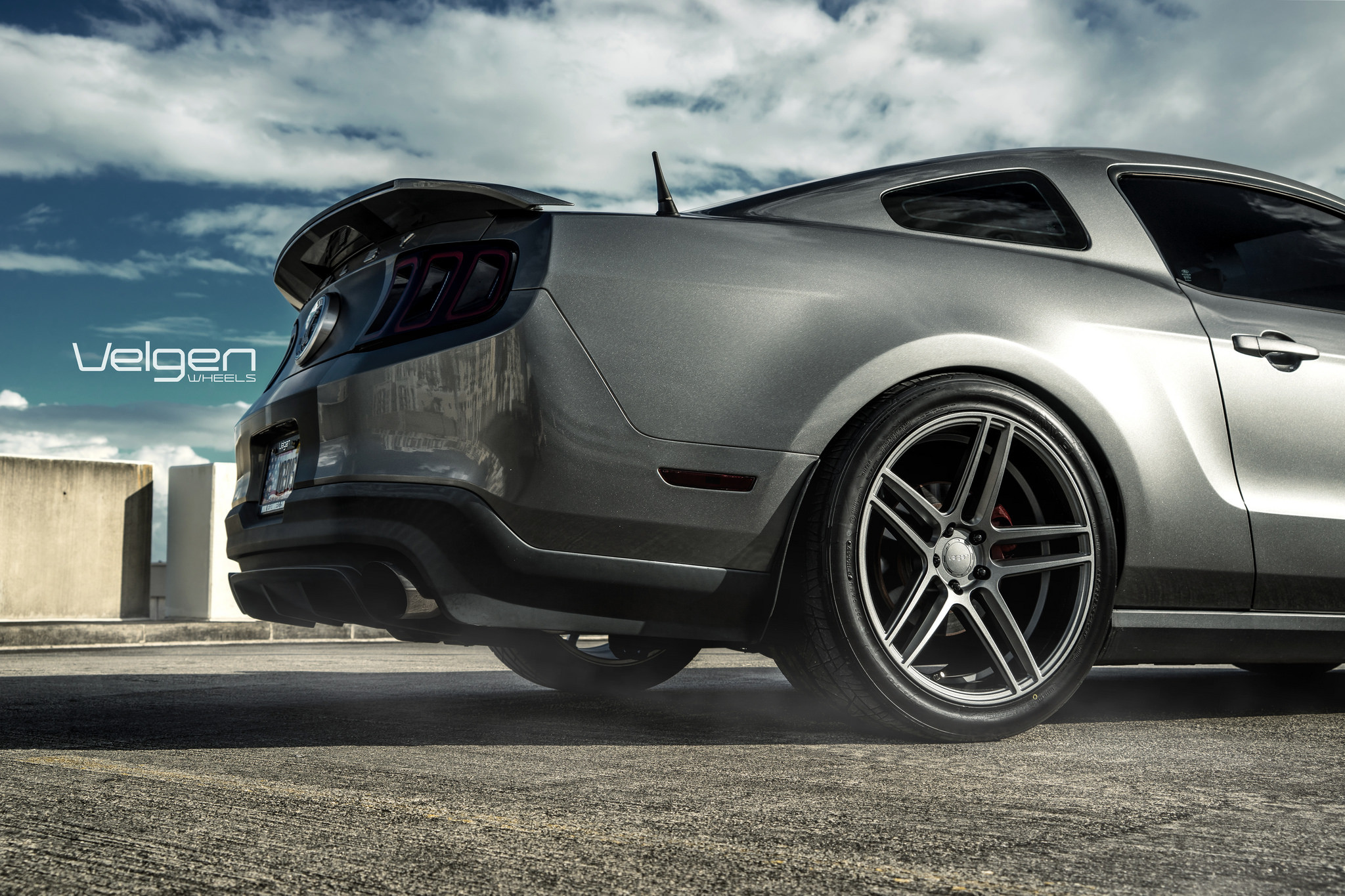 Gray Ford Mustang with Aftermarket Rear Diffuser - Photo by Velgen