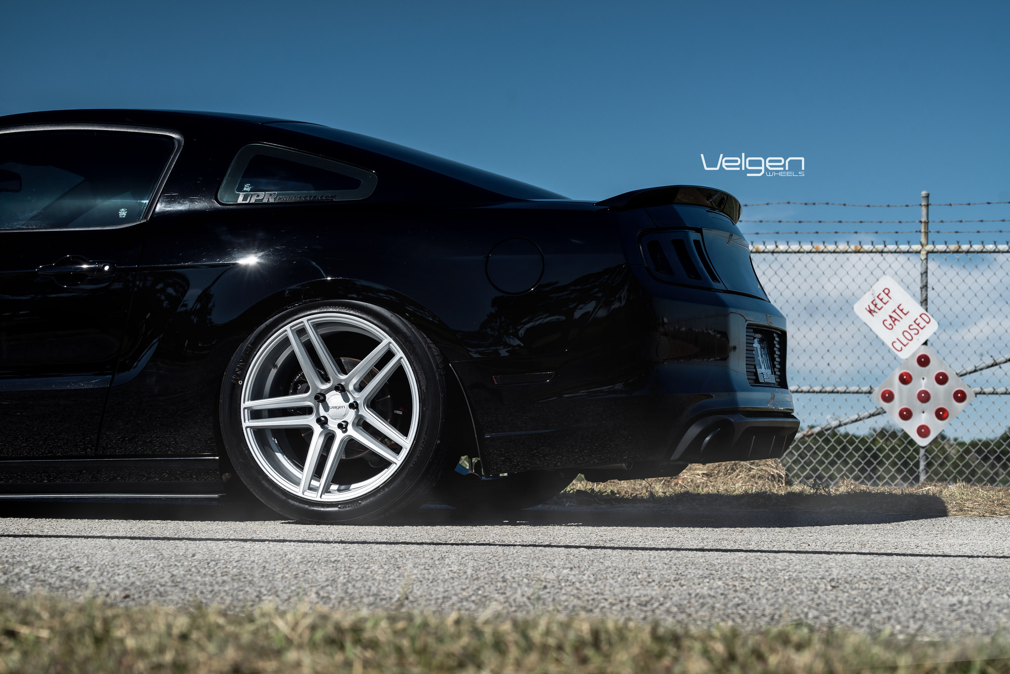 Chrome Velgen Wheels on Black Ford Mustang - Photo by Velgen