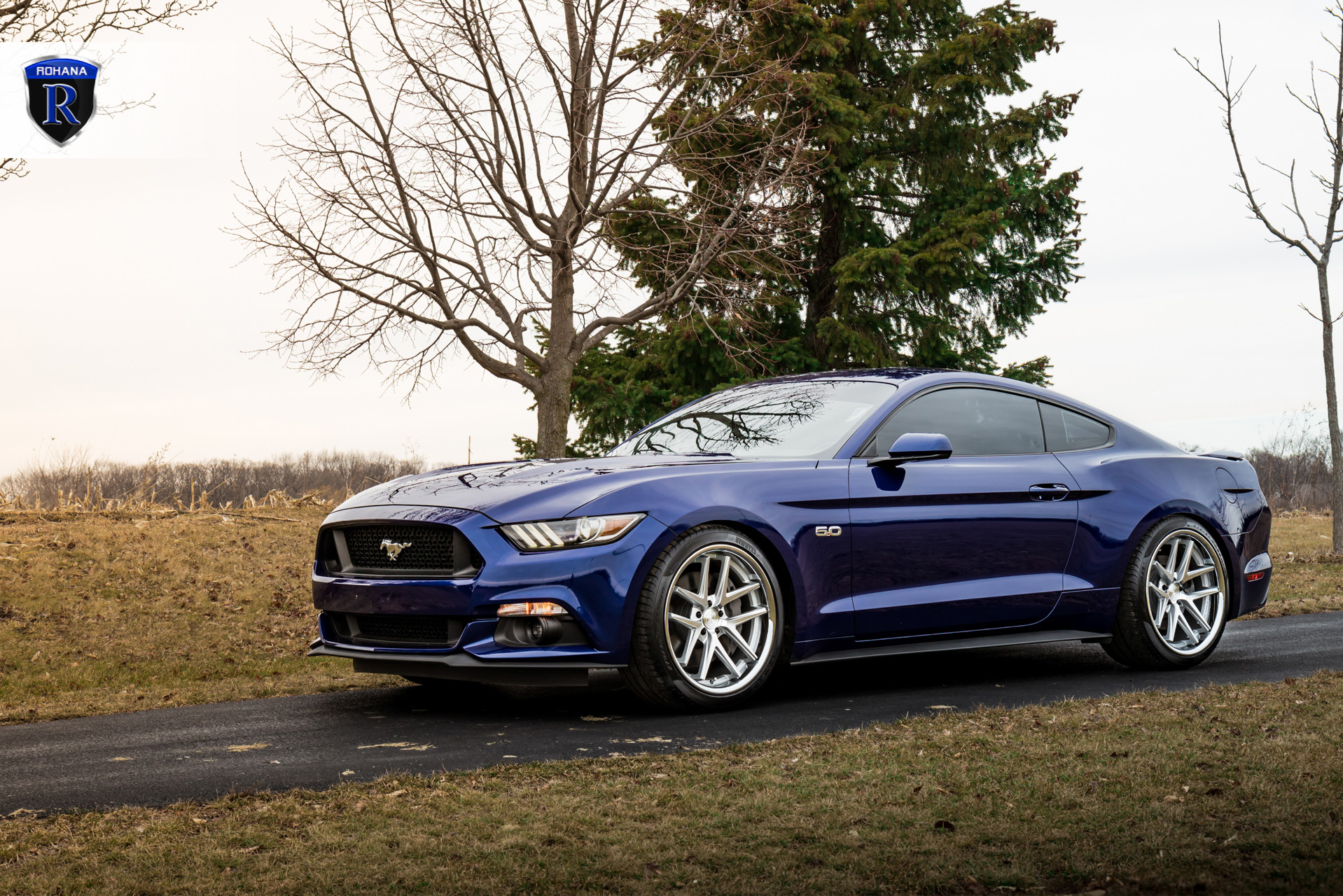 Dark Blue Ford Mustang Enhanced With Projector Headlights And Rohana dark-blue-ford-mustang-enhanced-with-projector-headlights-and-rohana