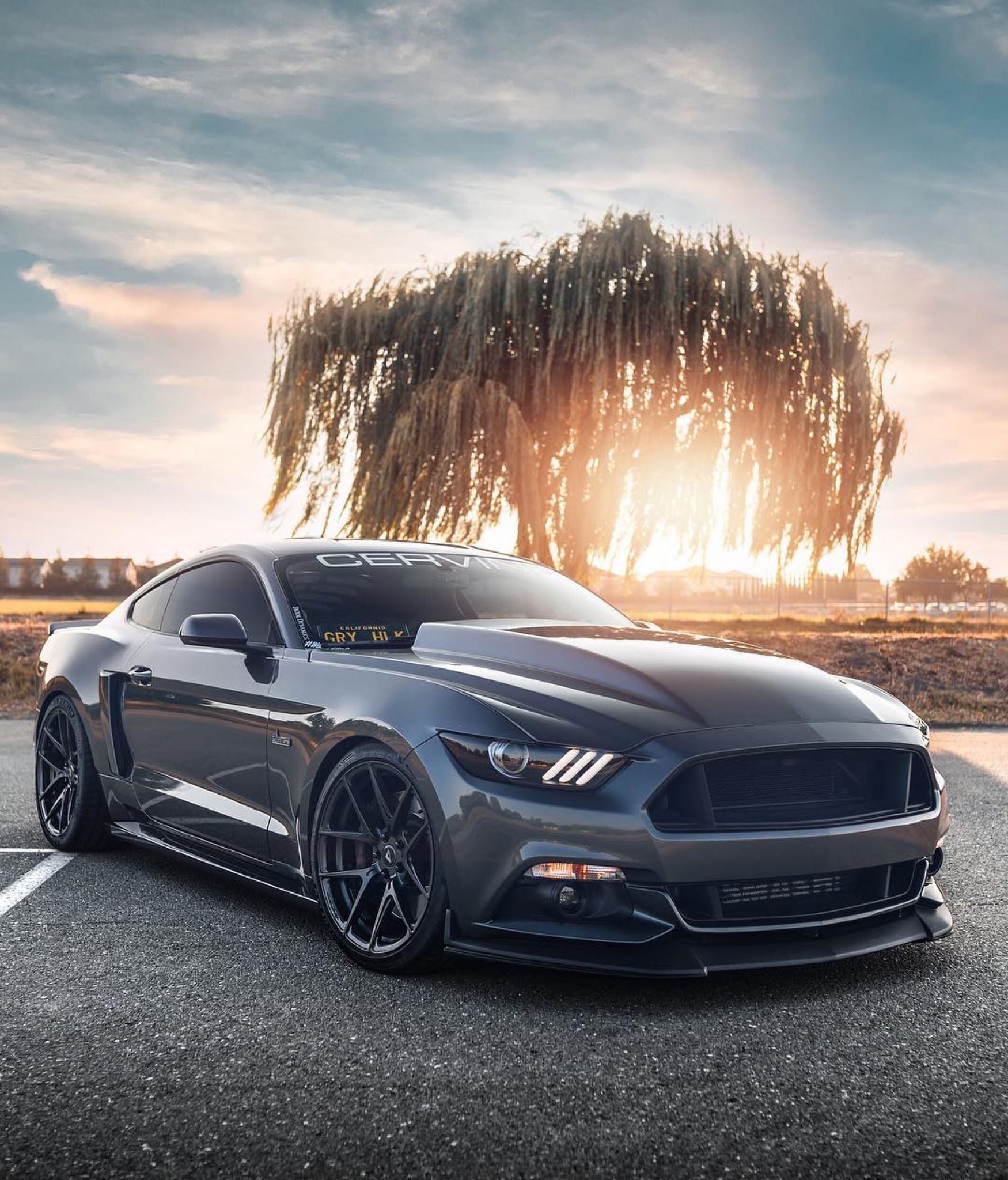 Aftermarket Front Bumper on Gray Ford Mustang - Photo by Vorsteiner