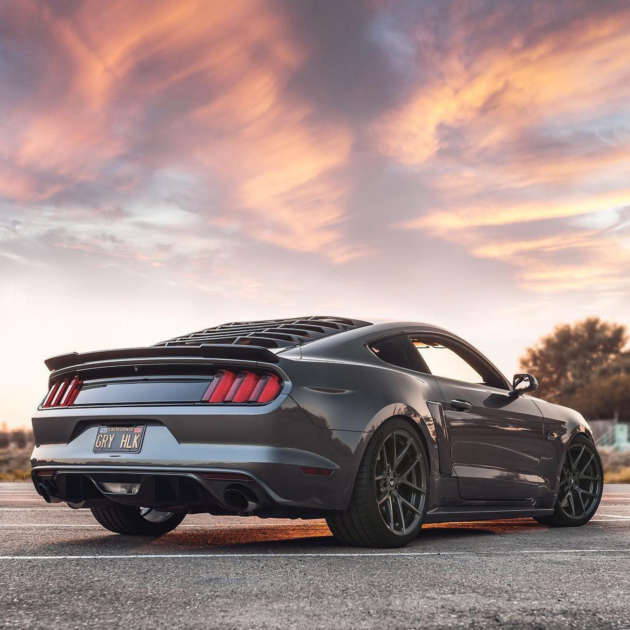 Custom Style Rear Spoiler on Gray Ford Mustang - Photo by Vorsteiner