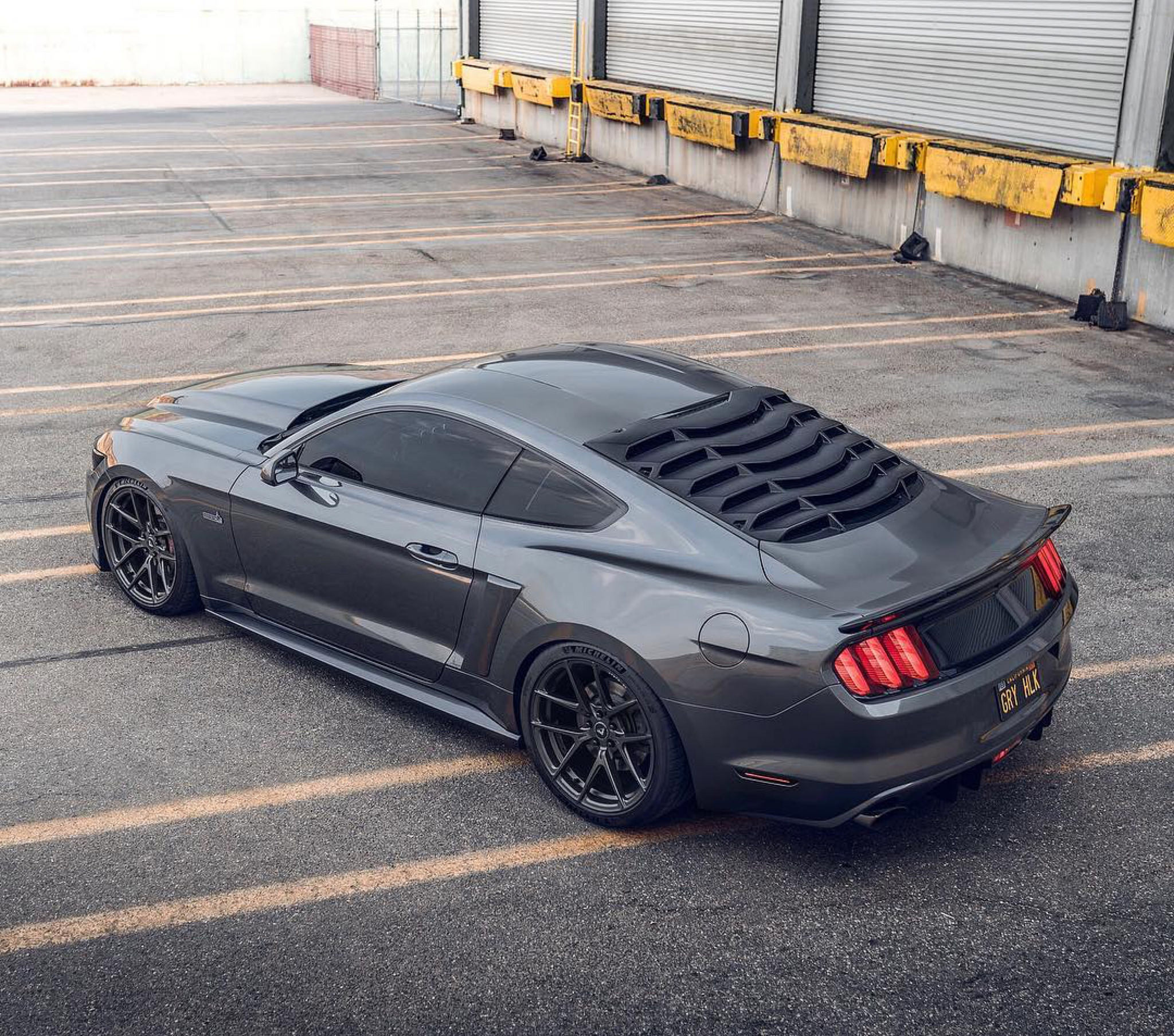 Custom Gray Ford Mustang Window Louvers - Photo by Vorsteiner