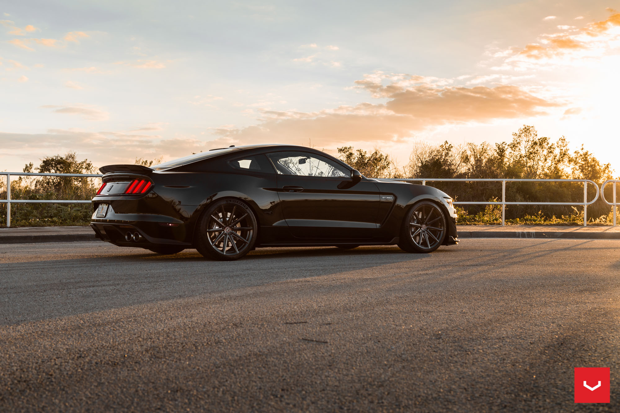 Custom Black Ford Mustang Side Skirts - Photo by Vossen