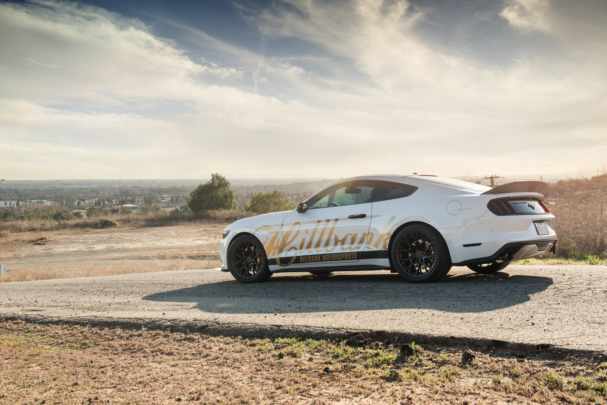 Large Rear Lip Spoiler on White Ford Mustang - Photo by TSW Alloy Wheels