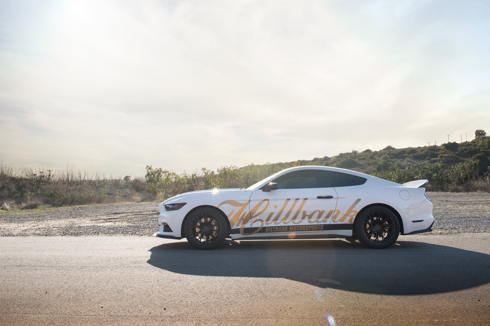 Custom White Ford Mustang Side Skirts - Photo by TSW Alloy Wheels