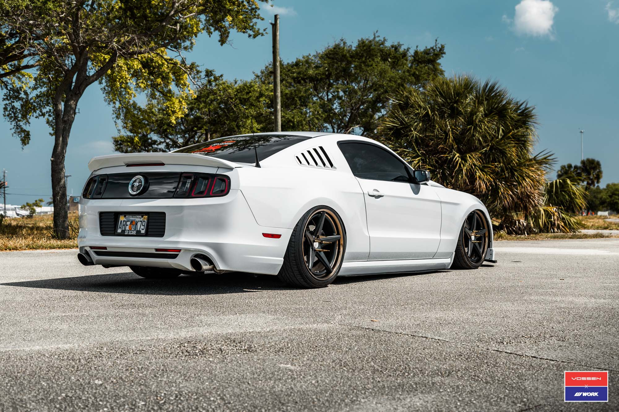 White Ford Mustang with Custom Style Rear Spoiler - Photo by Vossen