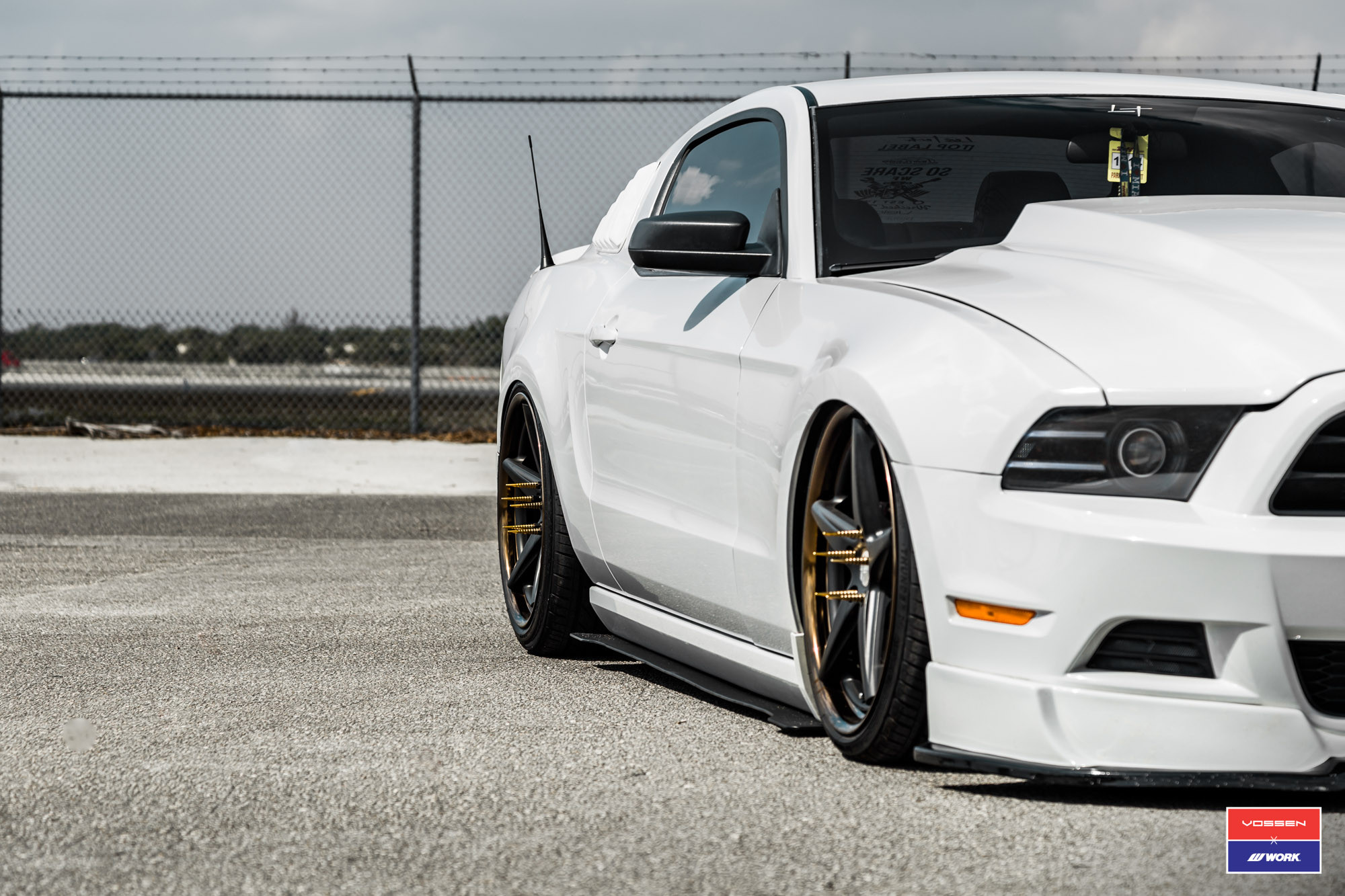 Aftermarket Side Mirrors on White Ford Mustang - Photo by Vossen